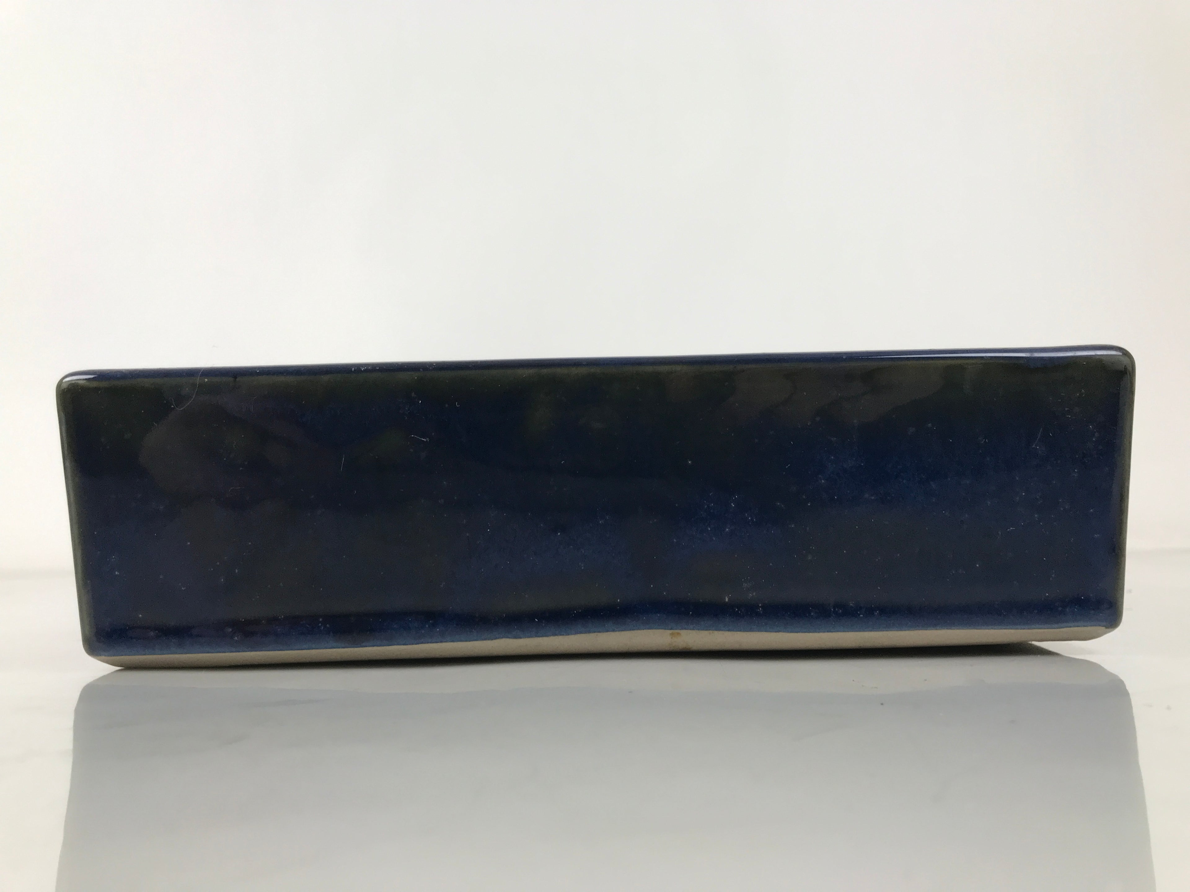 Japanese Ceramic Suiban Flower Vase Vtg Pottery Ikebana Accessory Blue Y376