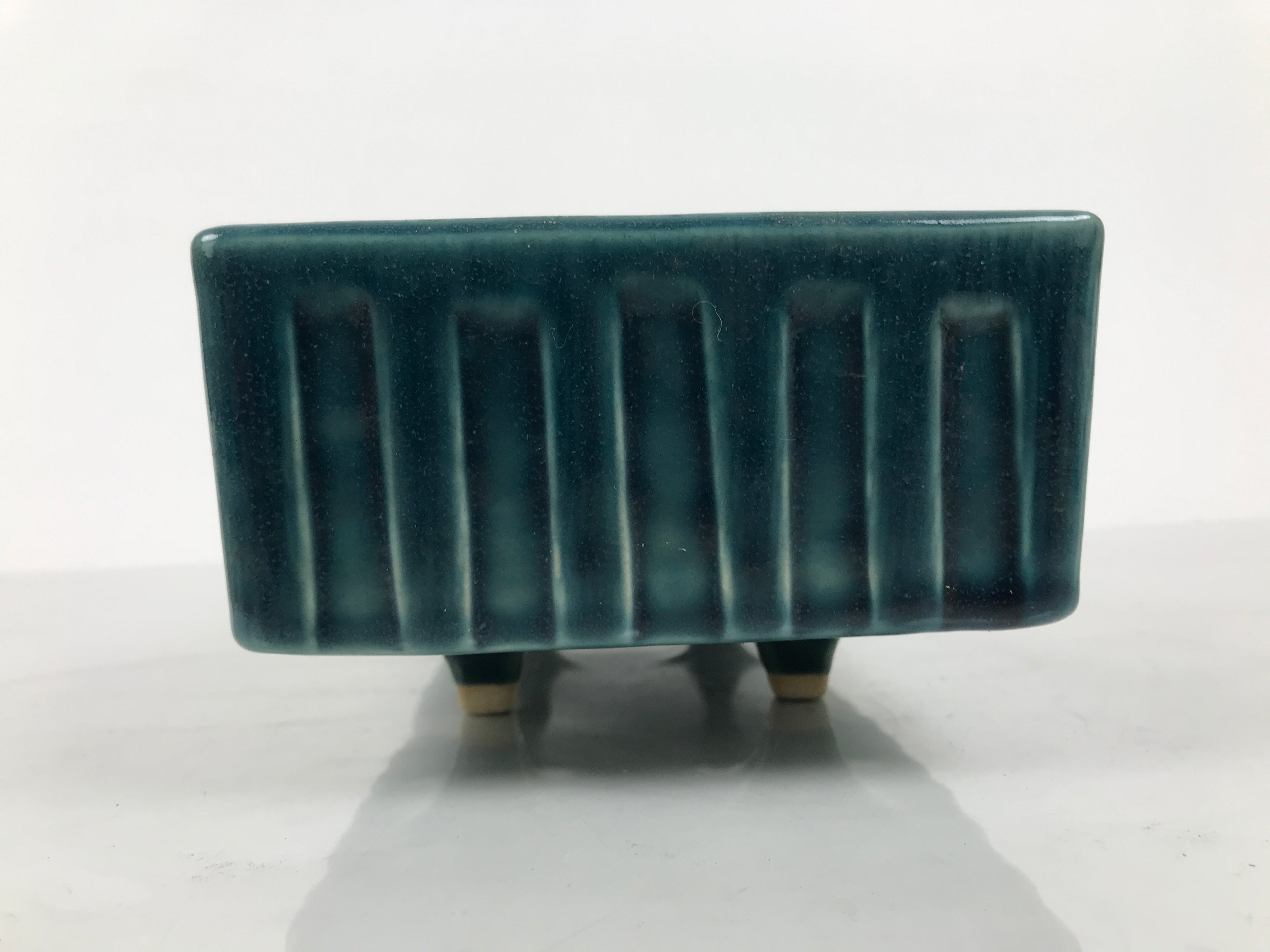 Japanese Ceramic Suiban Flower Vase Vtg Pottery Ikebana Accessory Blue Y559
