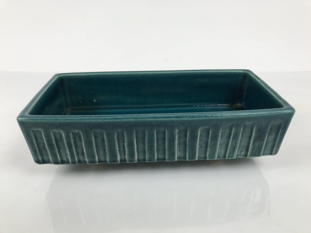 Japanese Ceramic Suiban Flower Vase Vtg Pottery Ikebana Accessory Blue Y559