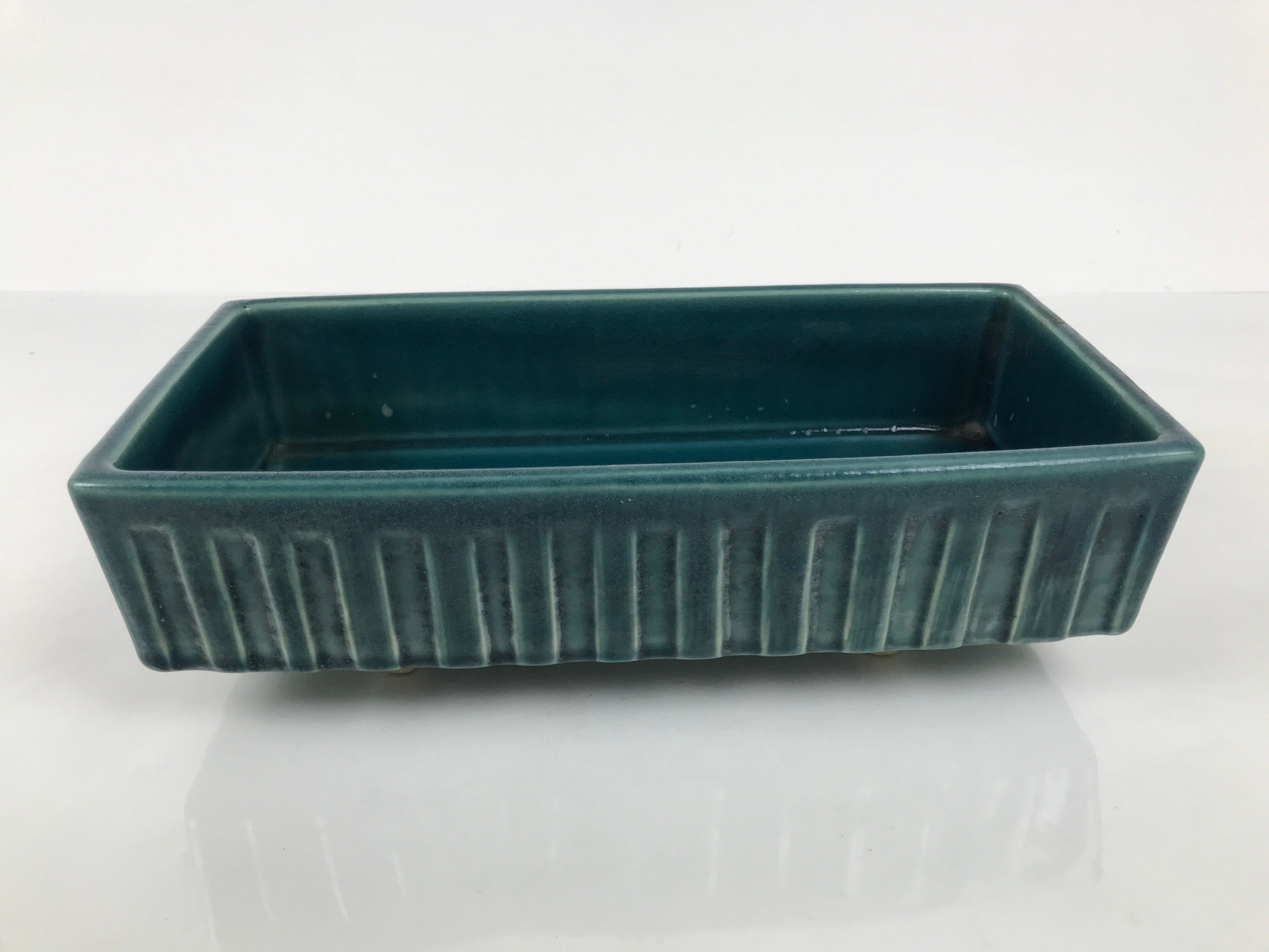 Japanese Ceramic Suiban Flower Vase Vtg Pottery Ikebana Accessory Blue Y559