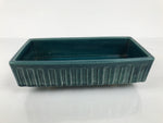 Japanese Ceramic Suiban Flower Vase Vtg Pottery Ikebana Accessory Blue Y559