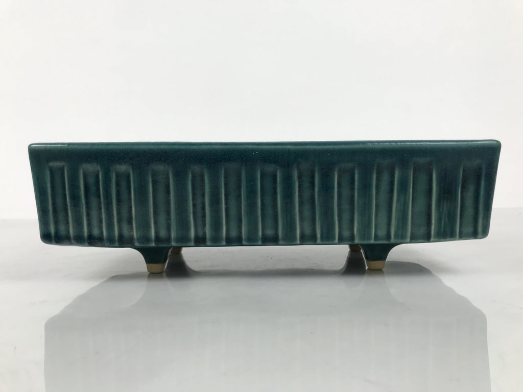 Japanese Ceramic Suiban Flower Vase Vtg Pottery Ikebana Accessory Blue Y559