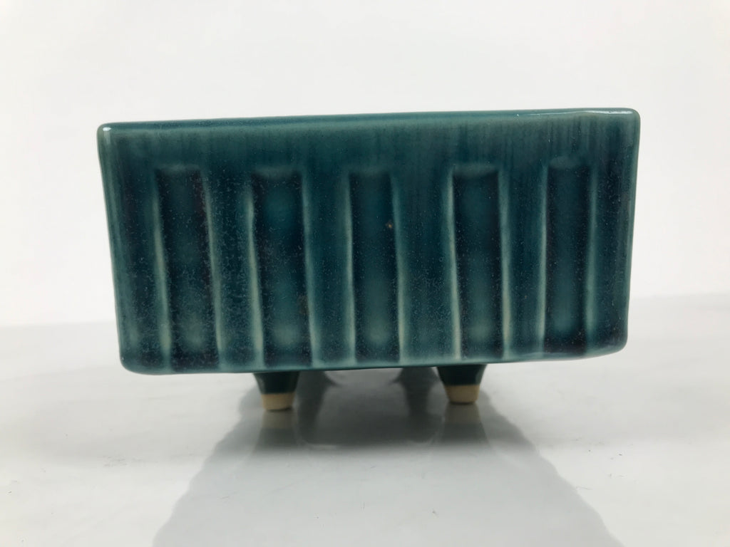 Japanese Ceramic Suiban Flower Vase Vtg Pottery Ikebana Accessory Blue Y559