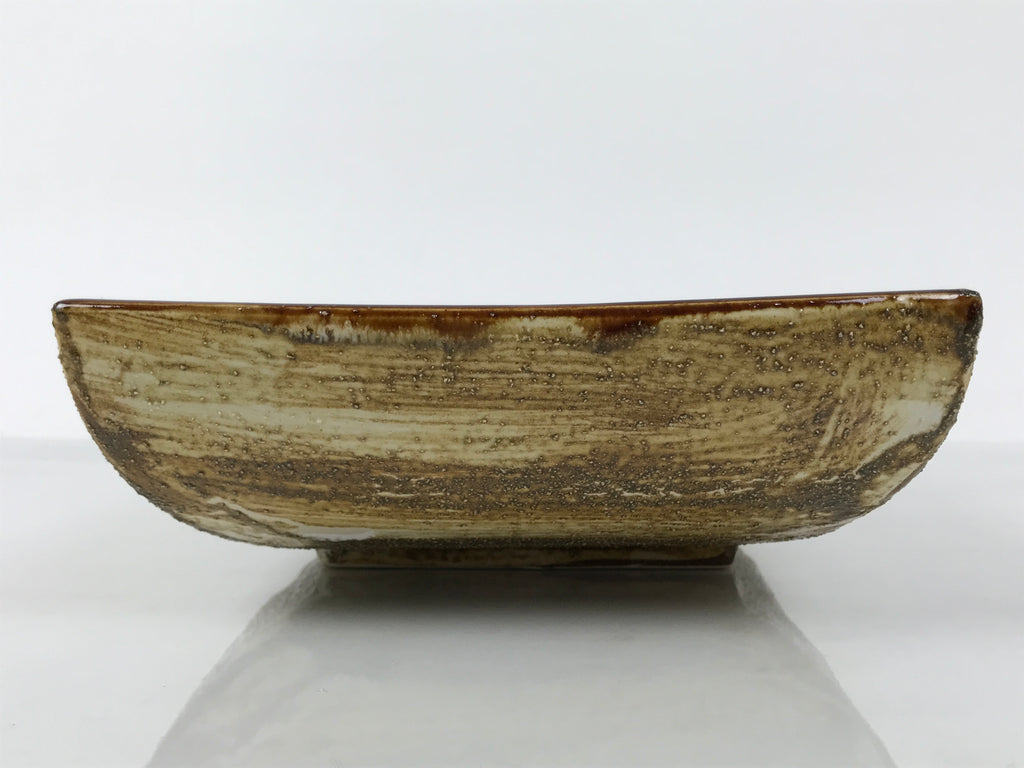 Japanese Ceramic Suiban Flower Vase Vtg Pottery Ikebana Accessory Brown Y529