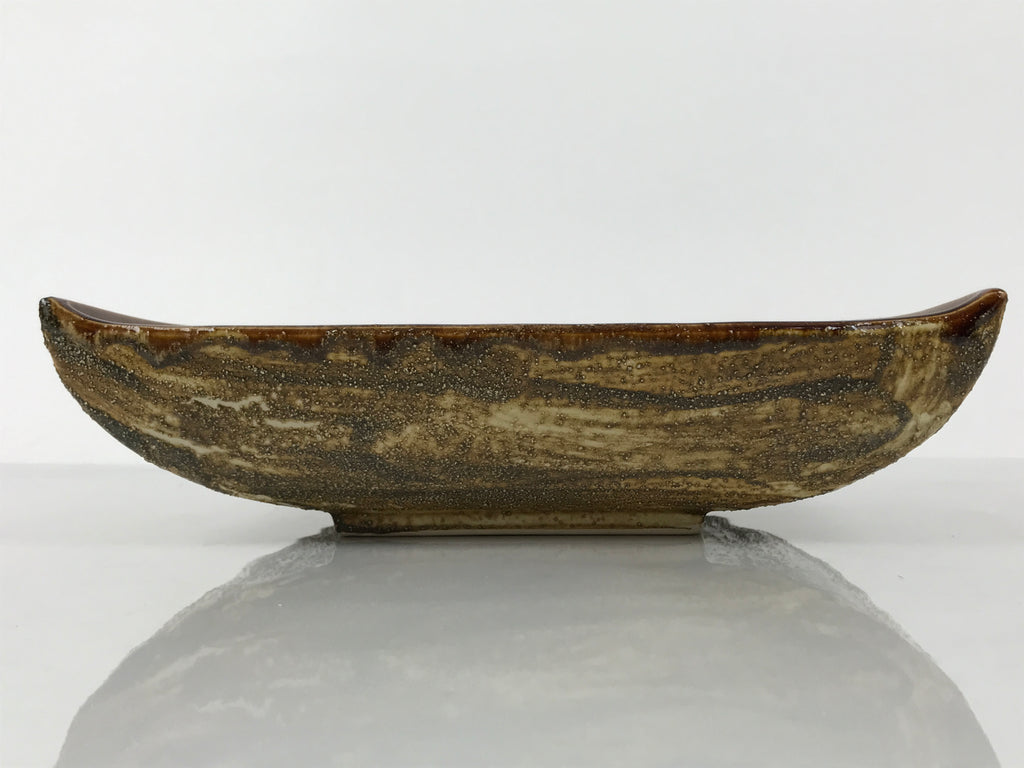 Japanese Ceramic Suiban Flower Vase Vtg Pottery Ikebana Accessory Brown Y529