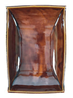 Japanese Ceramic Suiban Flower Vase Vtg Pottery Ikebana Accessory Brown Y529