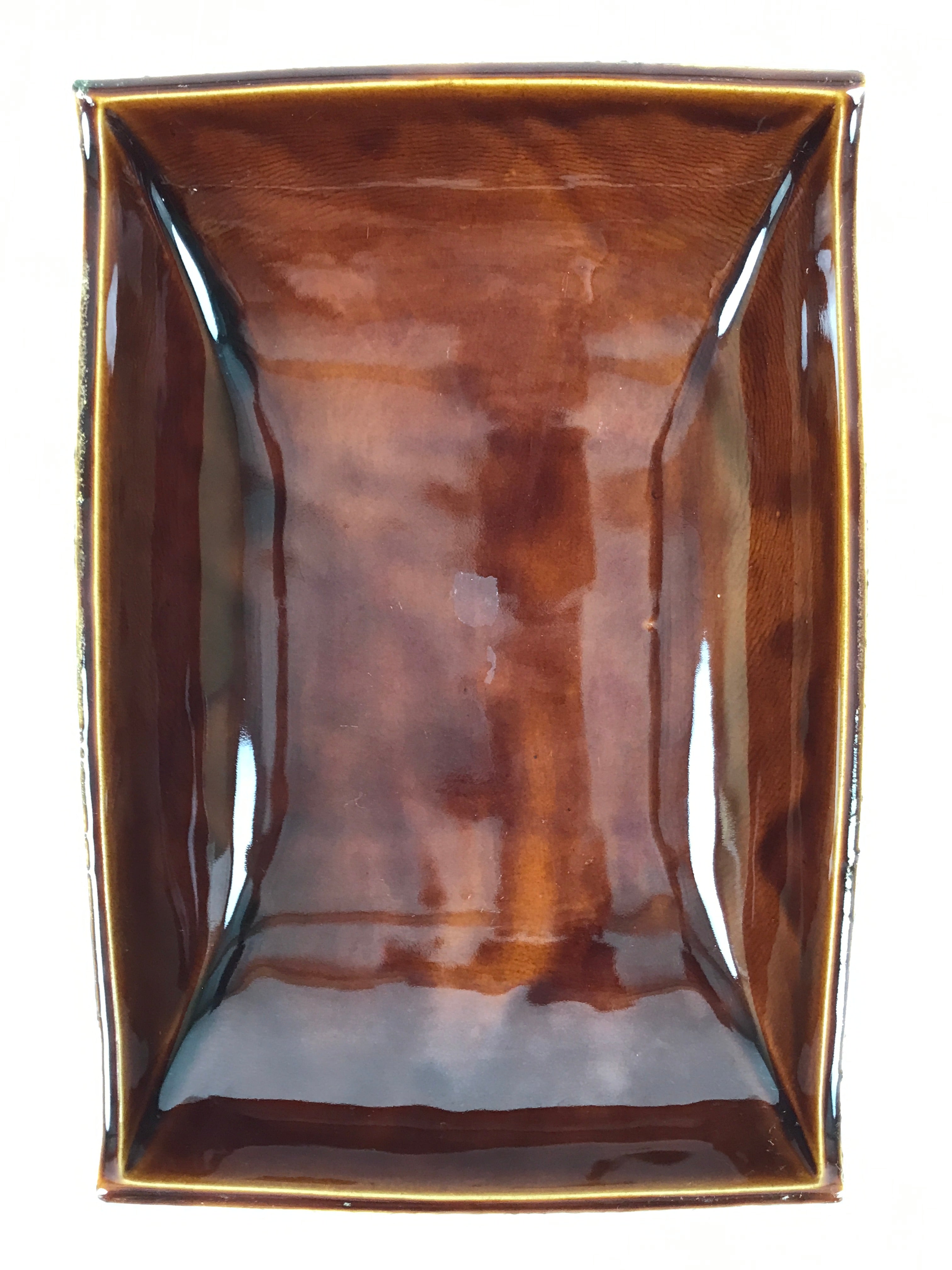 Japanese Ceramic Suiban Flower Vase Vtg Pottery Ikebana Accessory Brown Y529