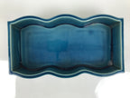Japanese Ceramic Suiban Flower Vase Vtg Pottery Ikebana Accessory Wavy Blue Y562