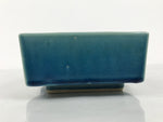 Japanese Ceramic Suiban Flower Vase Vtg Pottery Ikebana Accessory Wavy Blue Y562