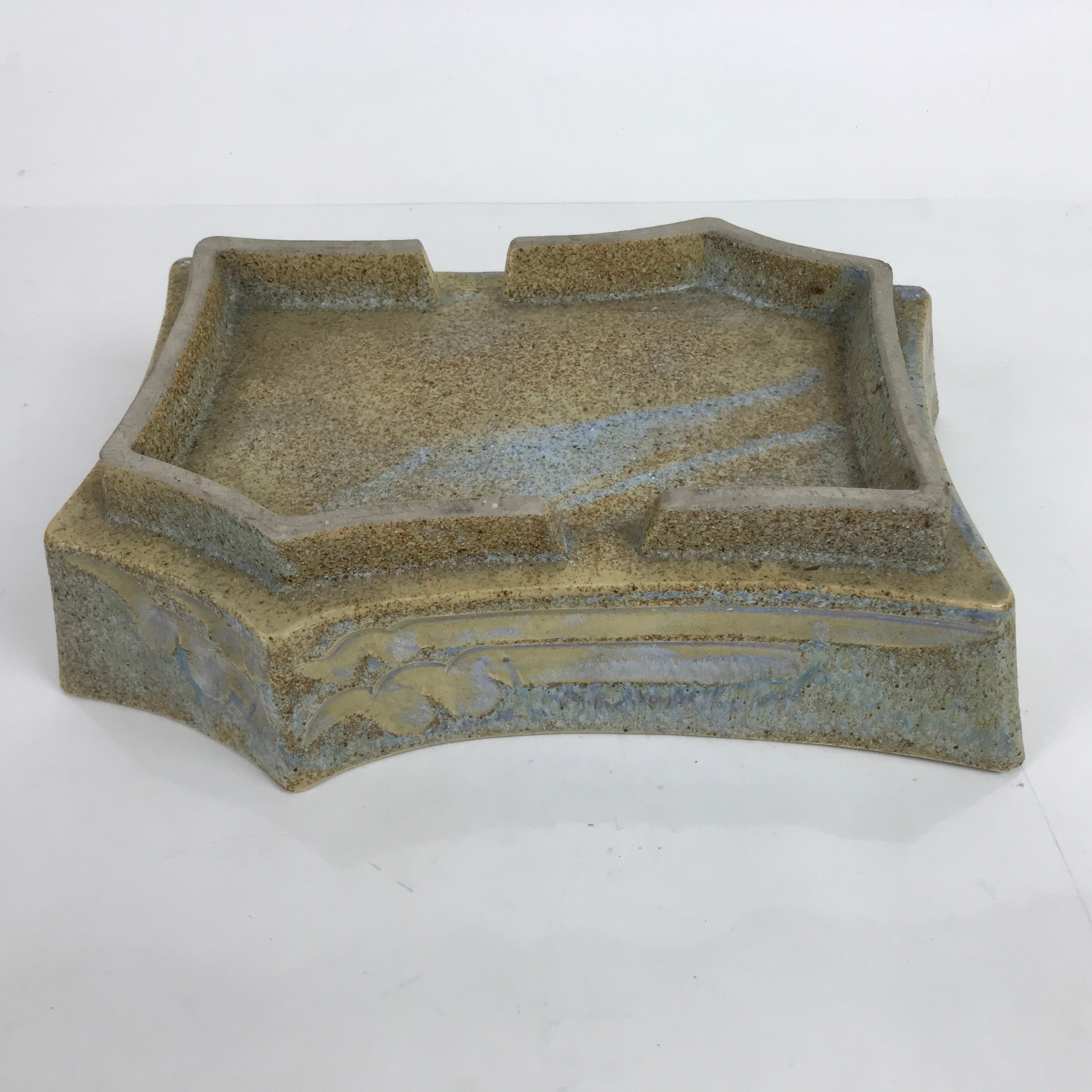 Japanese Ceramic Suiban Flower Vase Vtg Pottery Ikebana Arrangement Abstract Y32