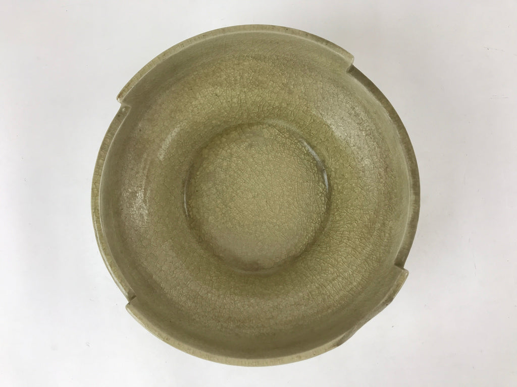 Japanese Ceramic Suiban Flower Vase Vtg Pottery Ikebana Arrangement Beige PY553