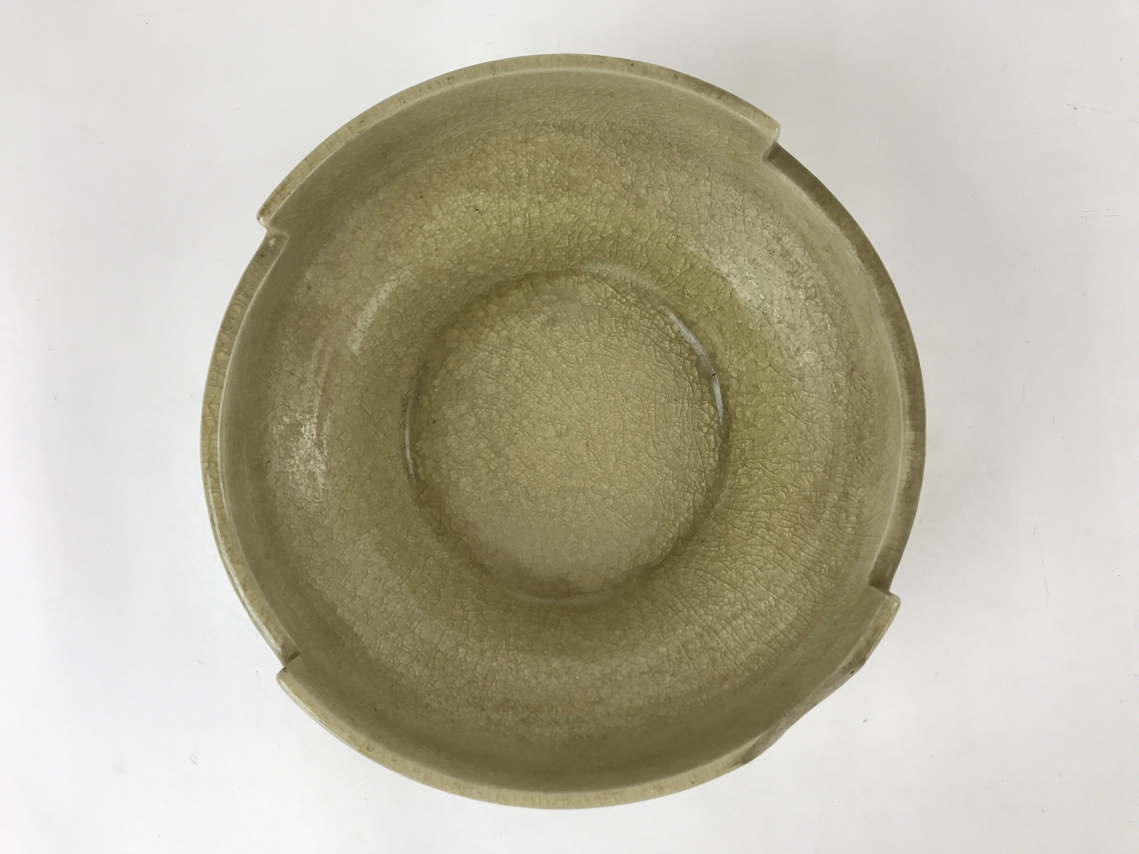 Japanese Ceramic Suiban Flower Vase Vtg Pottery Ikebana Arrangement Beige PY553