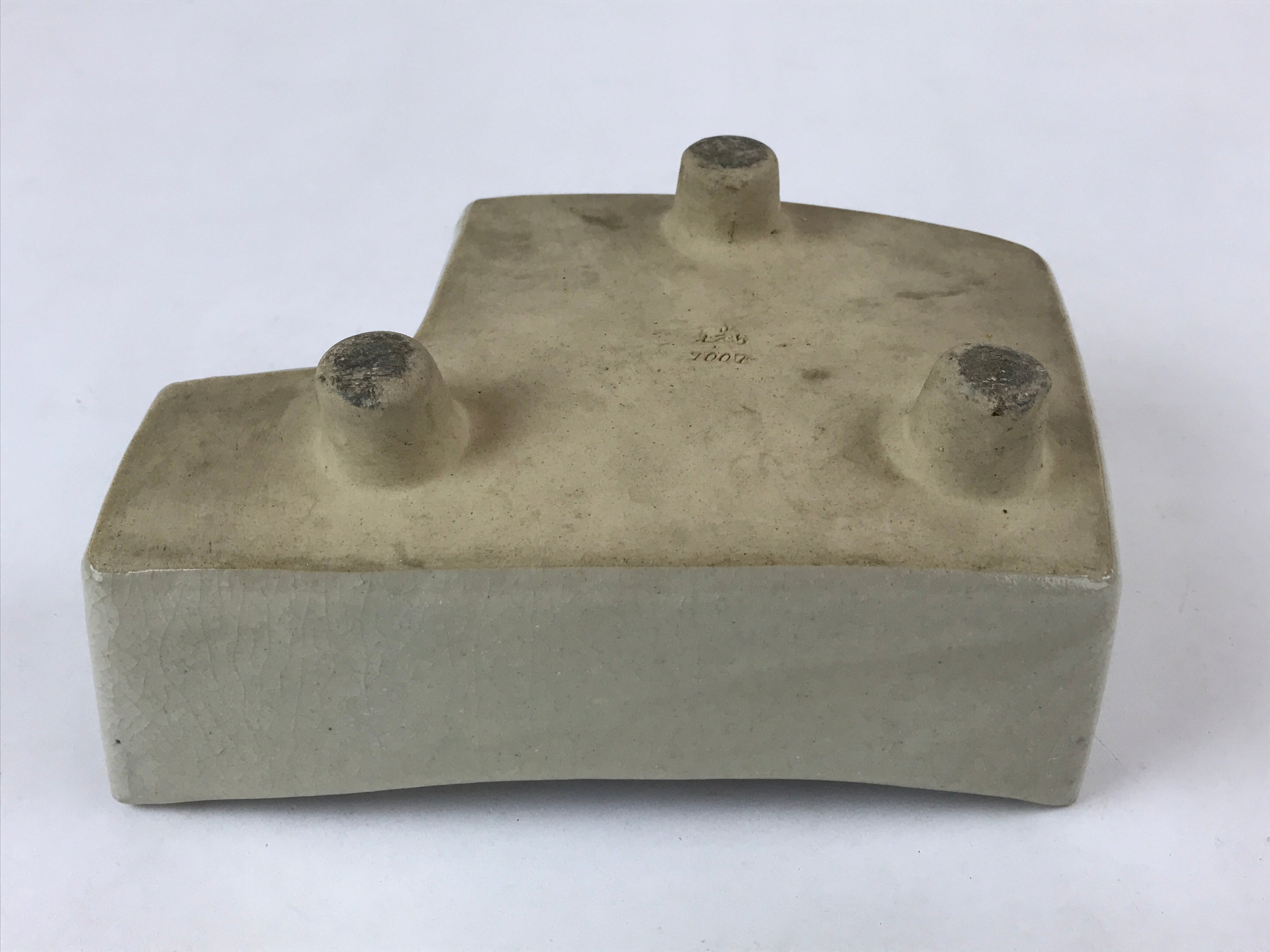 Japanese Ceramic Suiban Flower Vase Vtg Pottery Ikebana Arrangement Beige PY563
