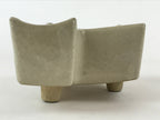Japanese Ceramic Suiban Flower Vase Vtg Pottery Ikebana Arrangement Beige PY563