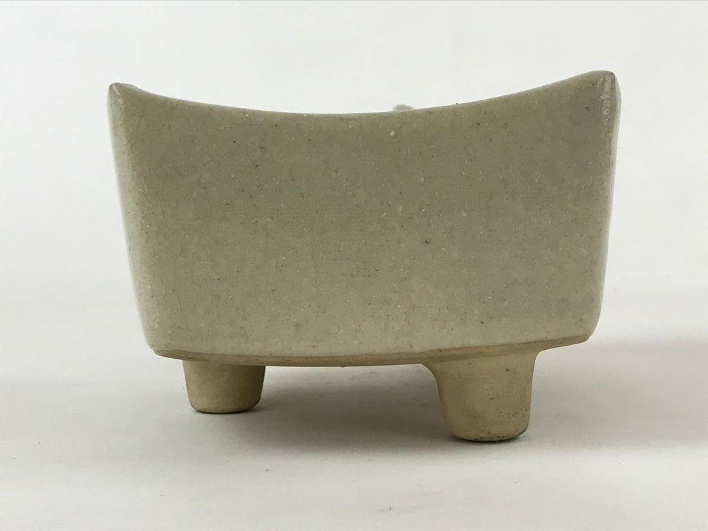Japanese Ceramic Suiban Flower Vase Vtg Pottery Ikebana Arrangement Beige PY563
