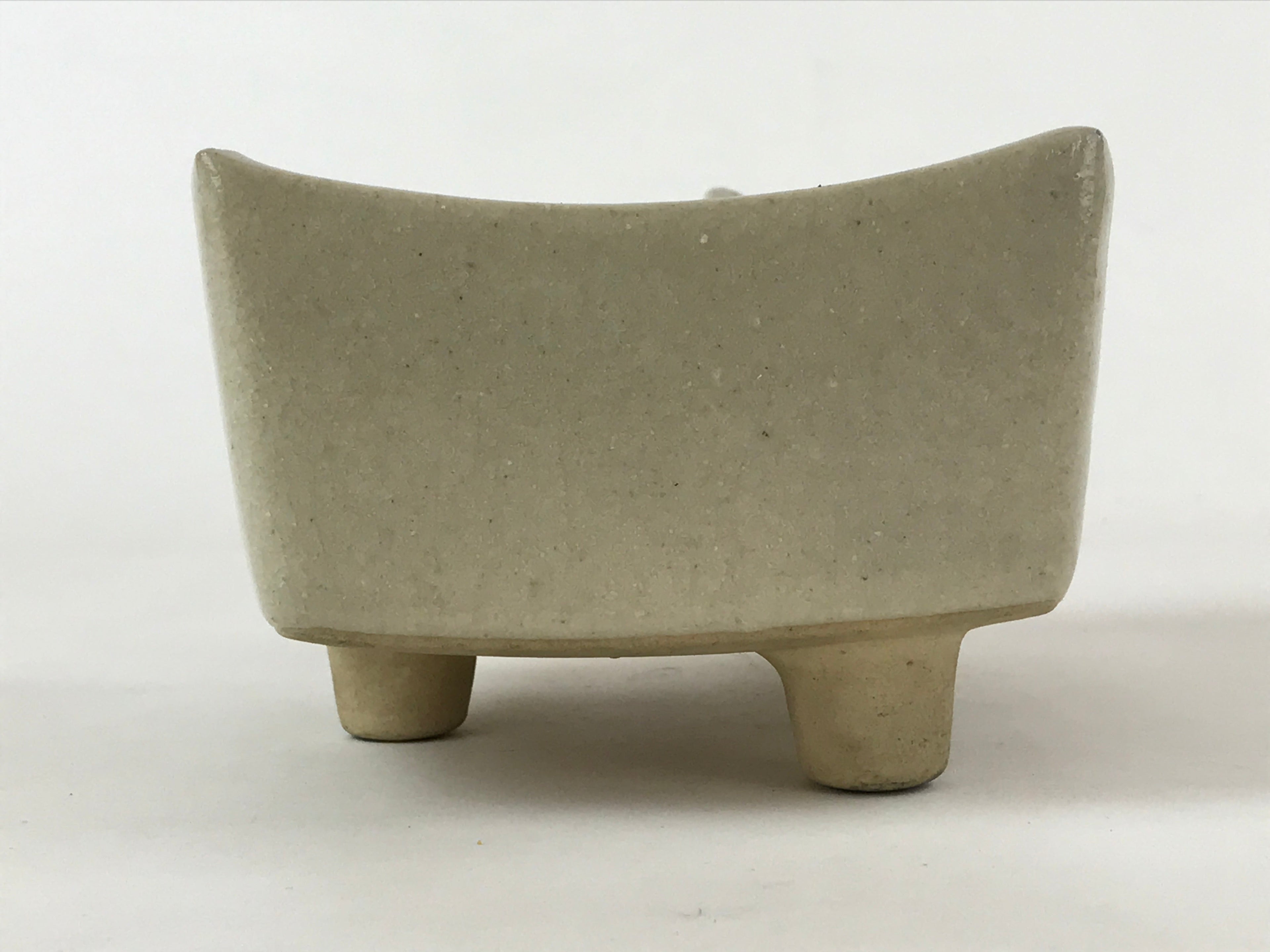 Japanese Ceramic Suiban Flower Vase Vtg Pottery Ikebana Arrangement Beige PY563