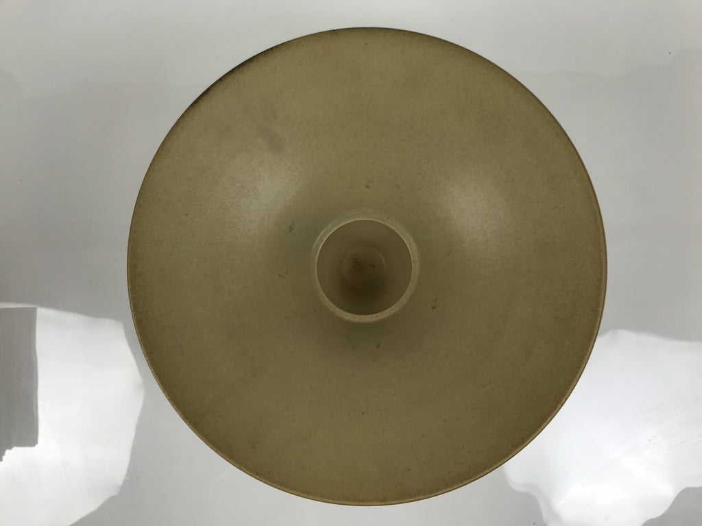 Japanese Ceramic Suiban Flower Vase Vtg Pottery Ikebana Arrangement Beige Y538