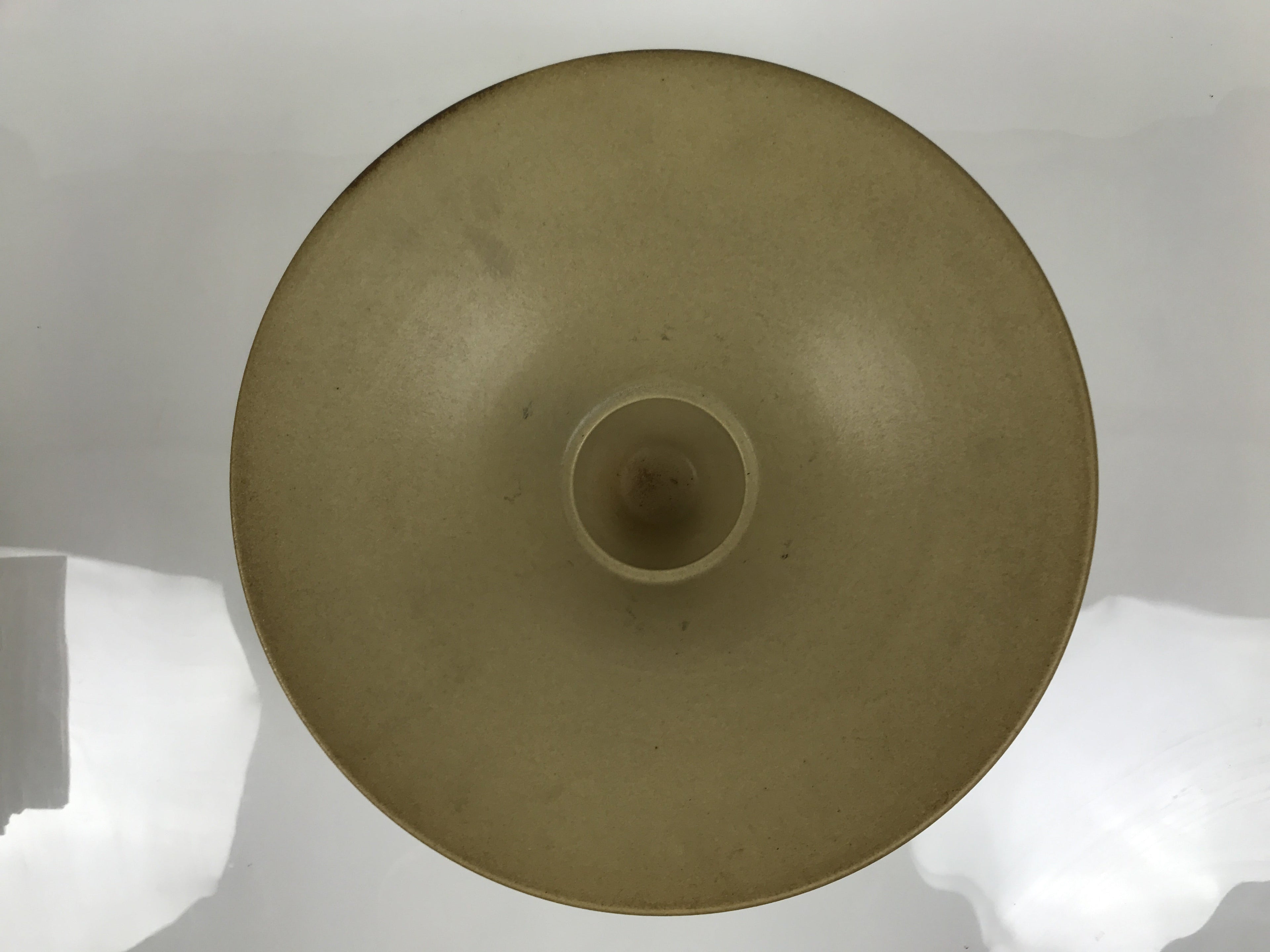 Japanese Ceramic Suiban Flower Vase Vtg Pottery Ikebana Arrangement Beige Y538