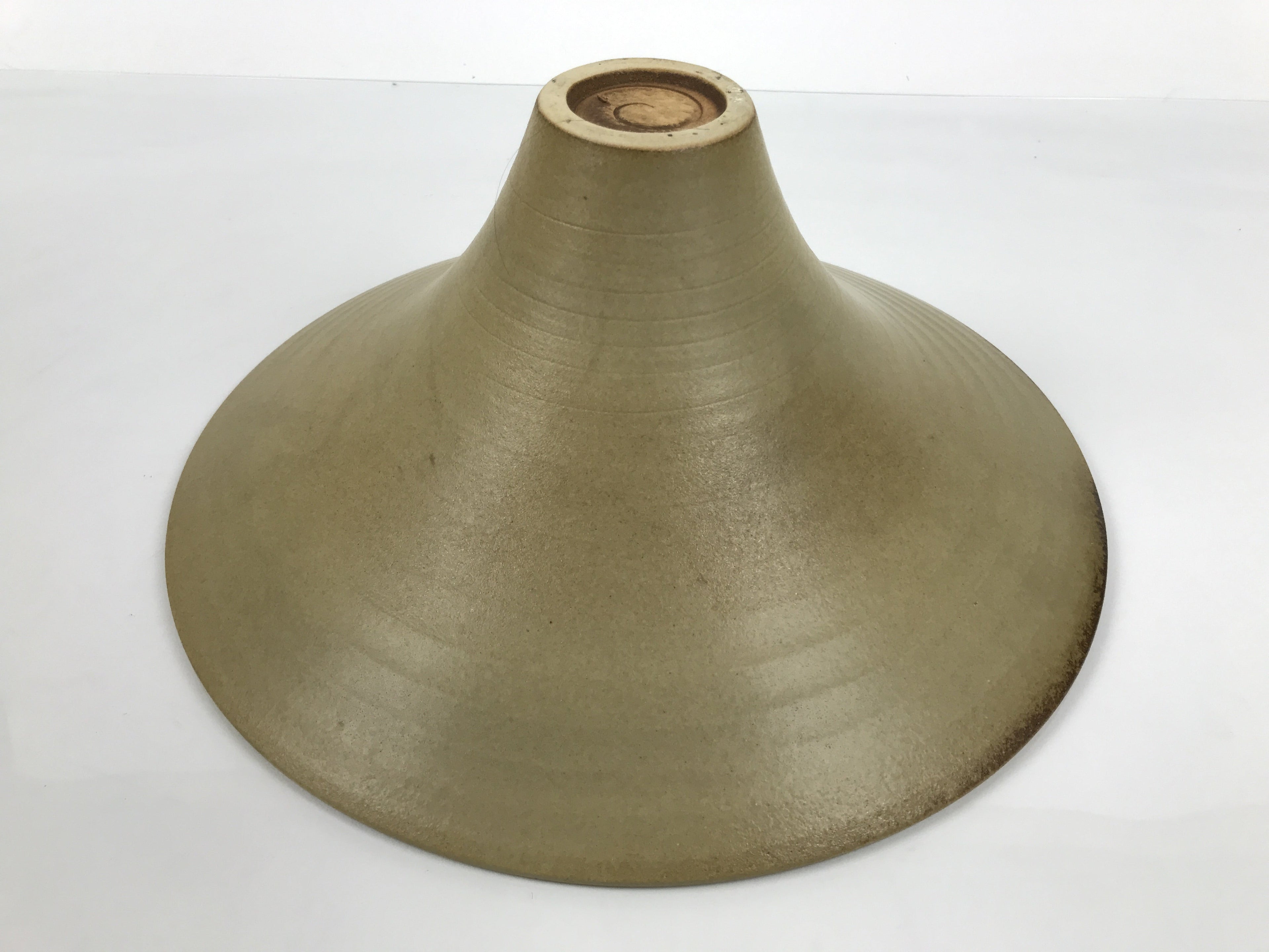 Japanese Ceramic Suiban Flower Vase Vtg Pottery Ikebana Arrangement Beige Y538