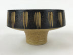 Japanese Ceramic Suiban Flower Vase Vtg Pottery Ikebana Arrangement Black PY554