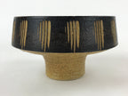 Japanese Ceramic Suiban Flower Vase Vtg Pottery Ikebana Arrangement Black PY554