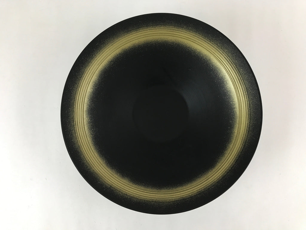 Japanese Ceramic Suiban Flower Vase Vtg Pottery Ikebana Arrangement Black PY560