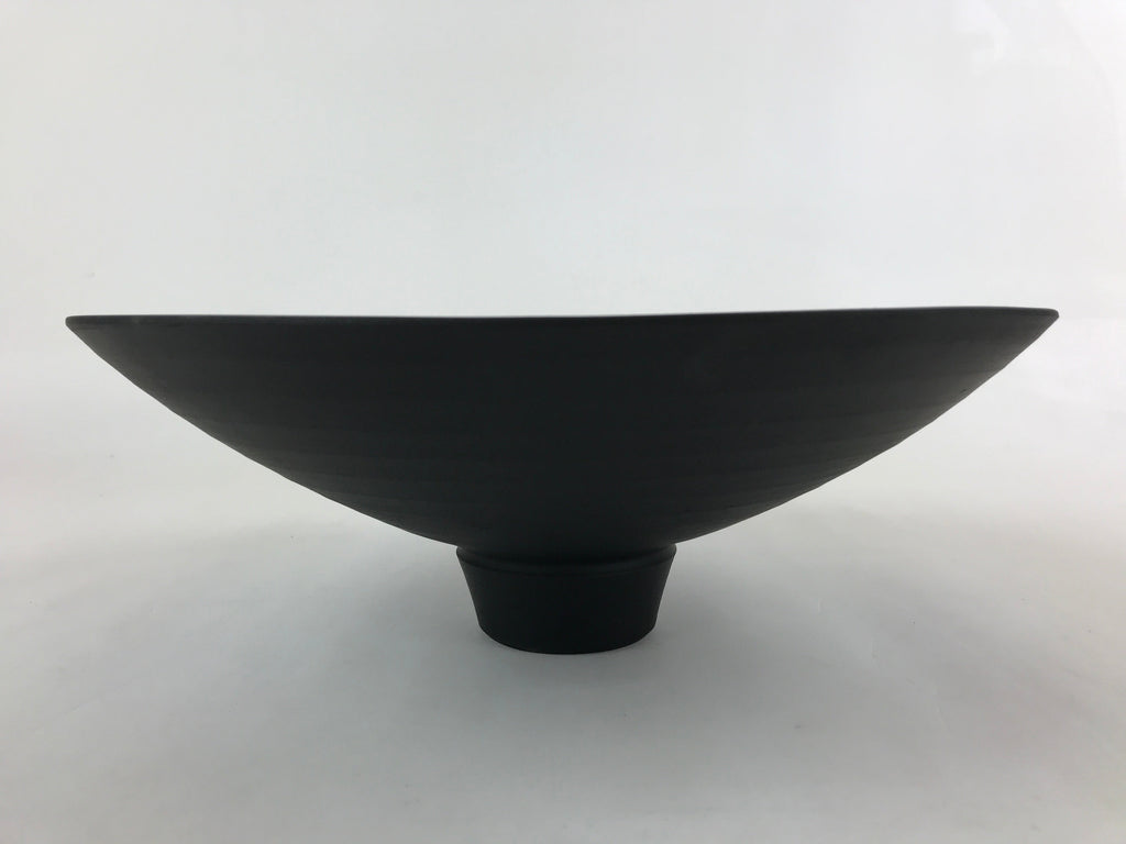 Japanese Ceramic Suiban Flower Vase Vtg Pottery Ikebana Arrangement Black PY560