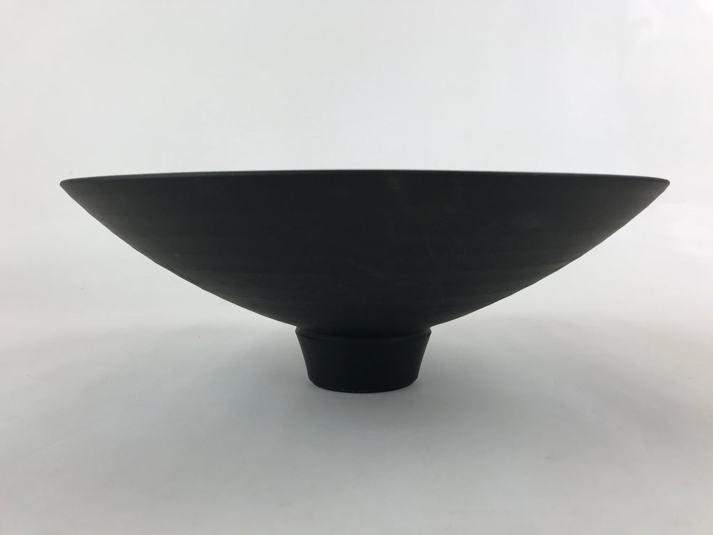 Japanese Ceramic Suiban Flower Vase Vtg Pottery Ikebana Arrangement Black PY560