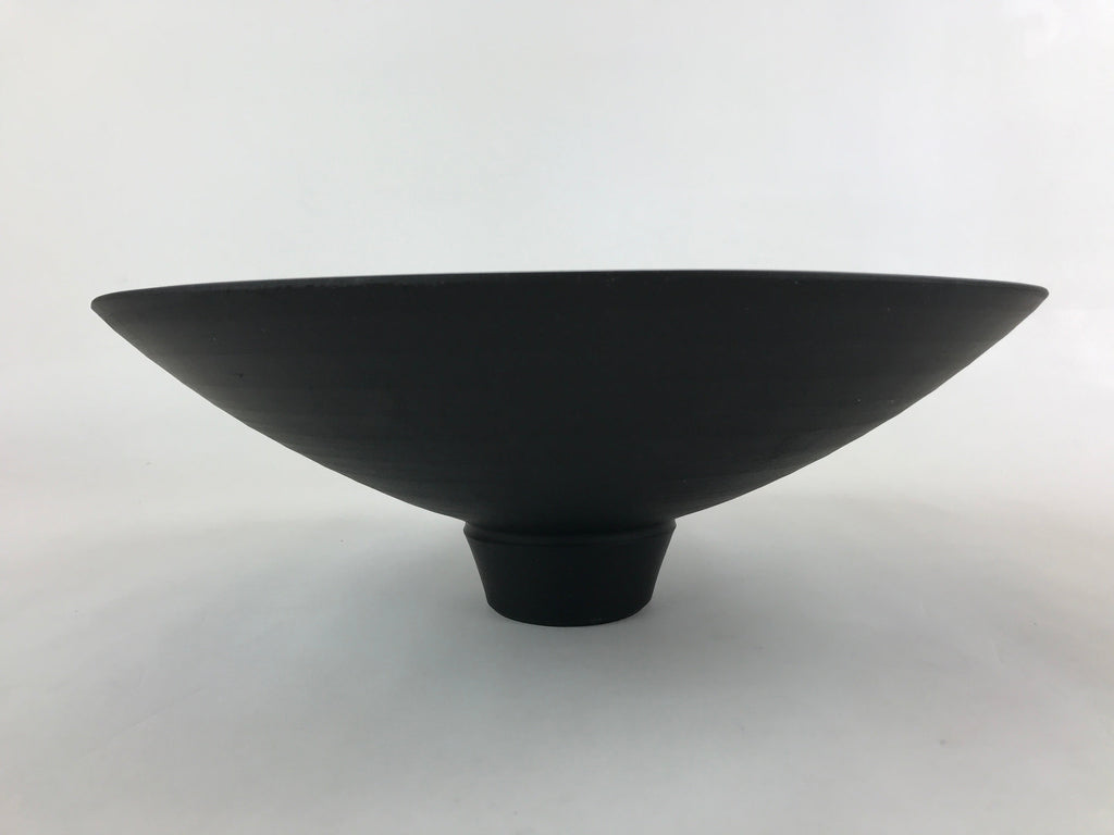Japanese Ceramic Suiban Flower Vase Vtg Pottery Ikebana Arrangement Black PY560