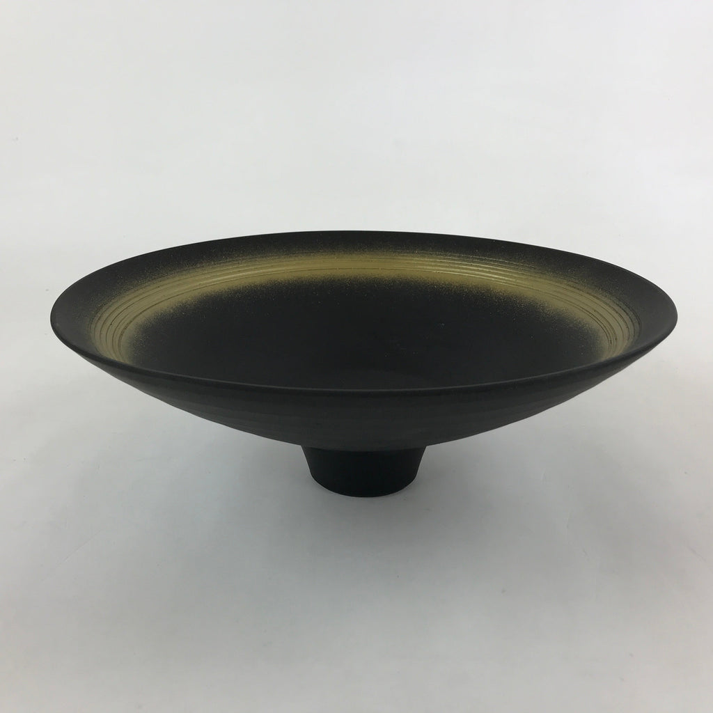 Japanese Ceramic Suiban Flower Vase Vtg Pottery Ikebana Arrangement Black PY560