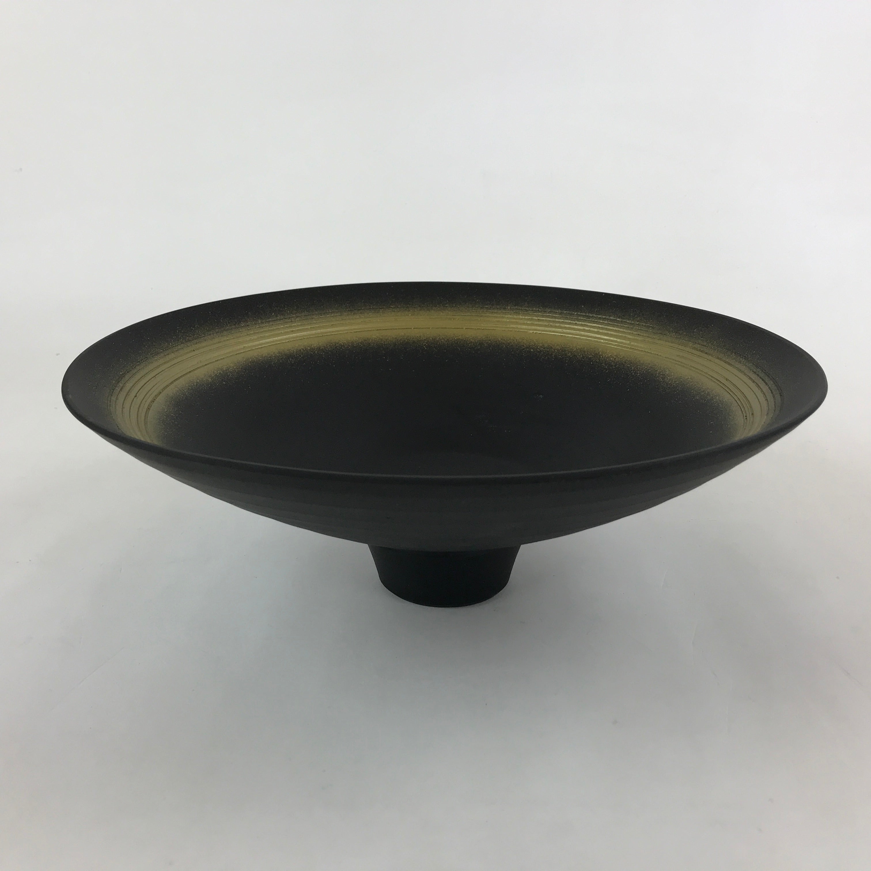 Japanese Ceramic Suiban Flower Vase Vtg Pottery Ikebana Arrangement Black PY560
