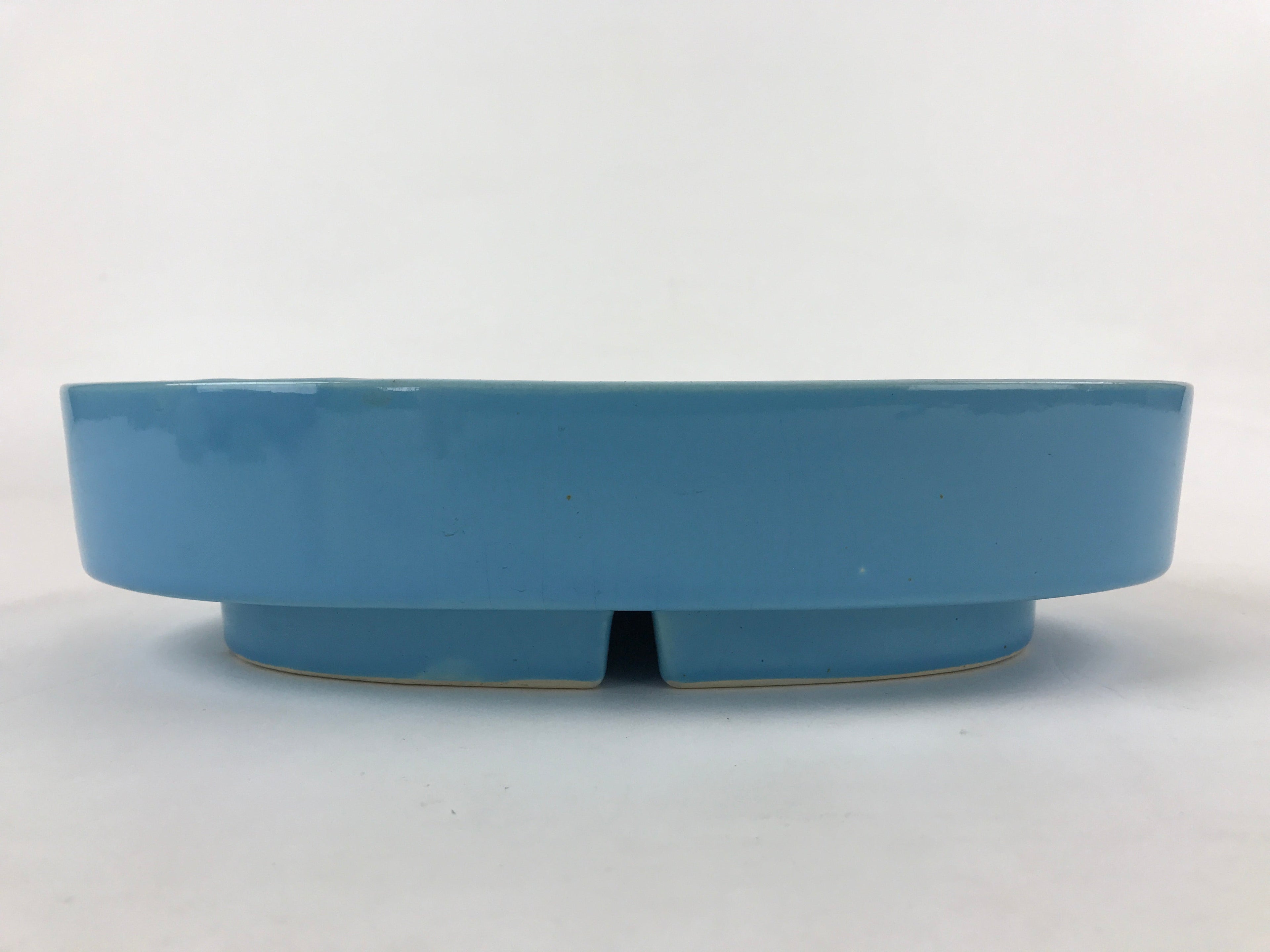 Japanese Ceramic Suiban Flower Vase Vtg Pottery Ikebana Arrangement Blue PY550