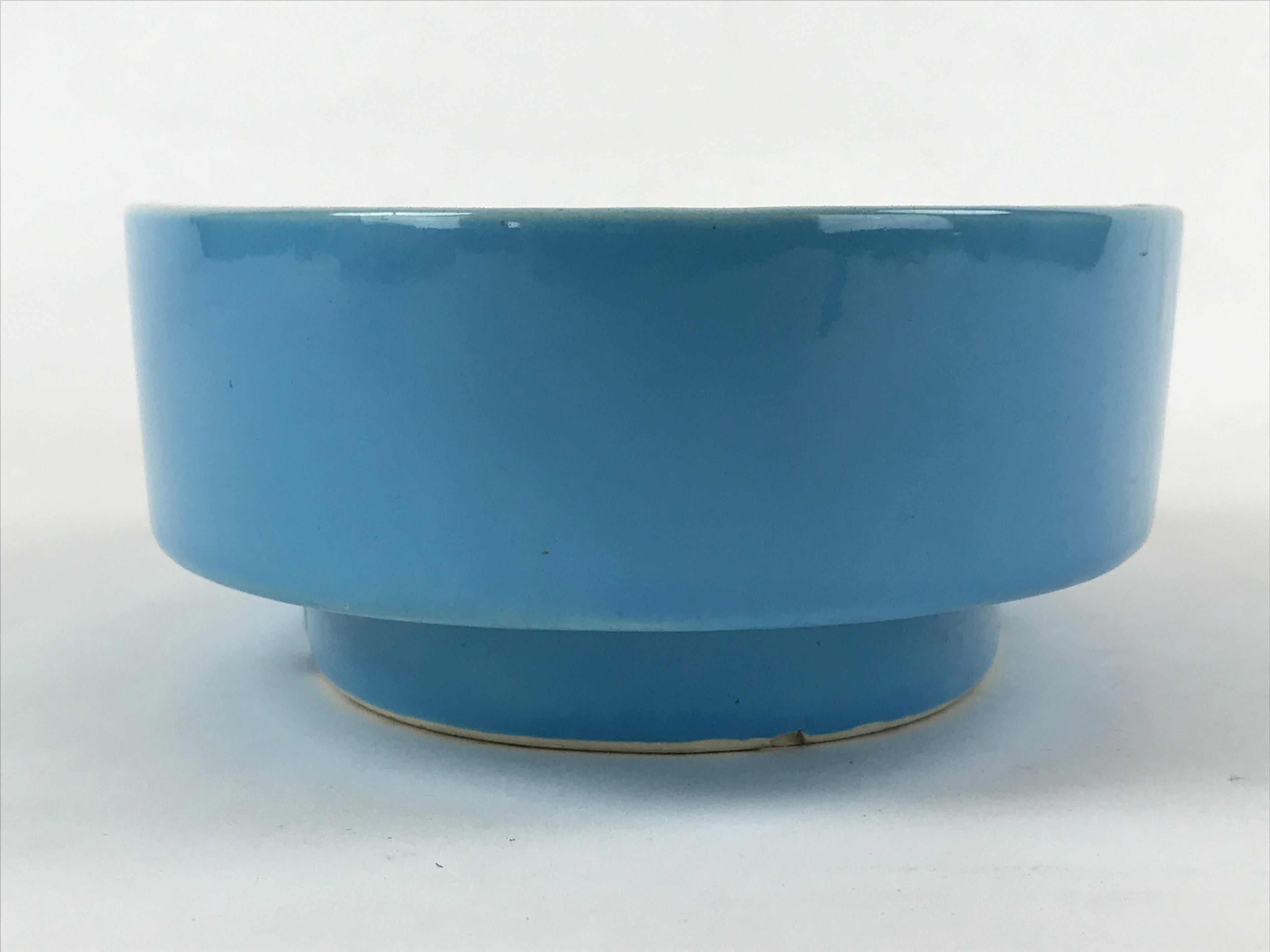 Japanese Ceramic Suiban Flower Vase Vtg Pottery Ikebana Arrangement Blue PY550