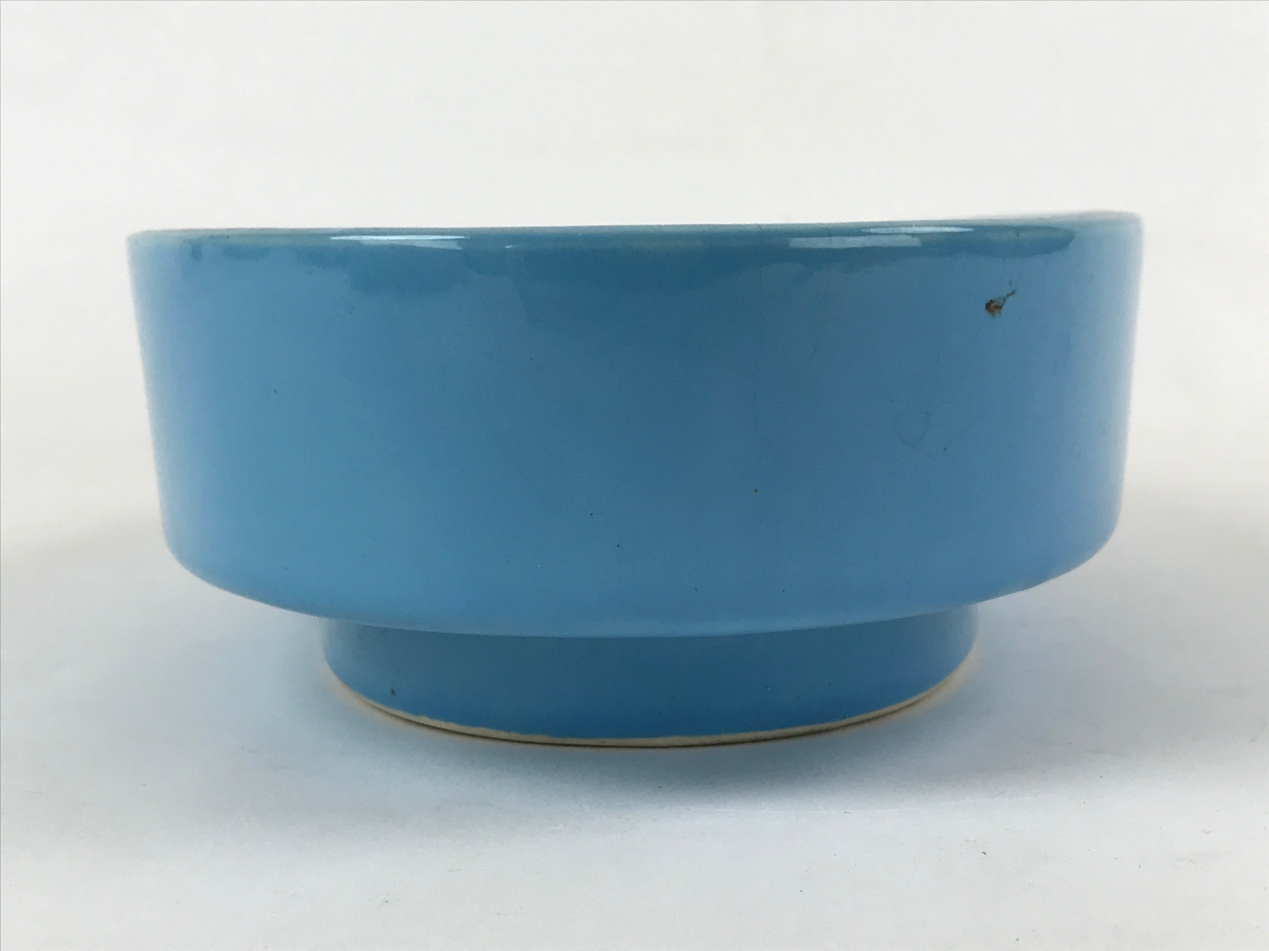 Japanese Ceramic Suiban Flower Vase Vtg Pottery Ikebana Arrangement Blue PY550