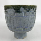 Japanese Ceramic Suiban Flower Vase Vtg Pottery Ikebana Arrangement Blue Y26