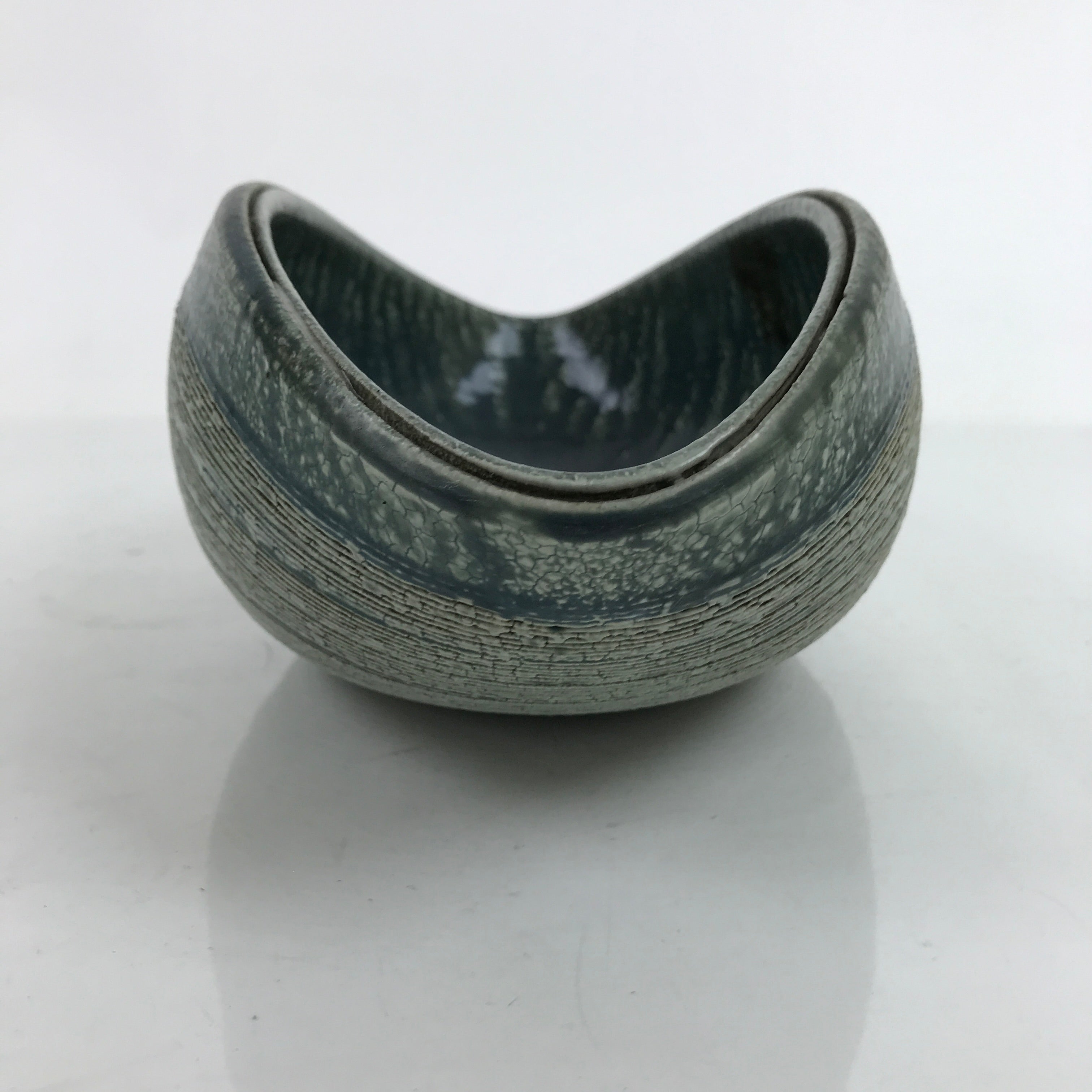 Japanese Ceramic Suiban Flower Vase Vtg Pottery Ikebana Arrangement Blue Y68