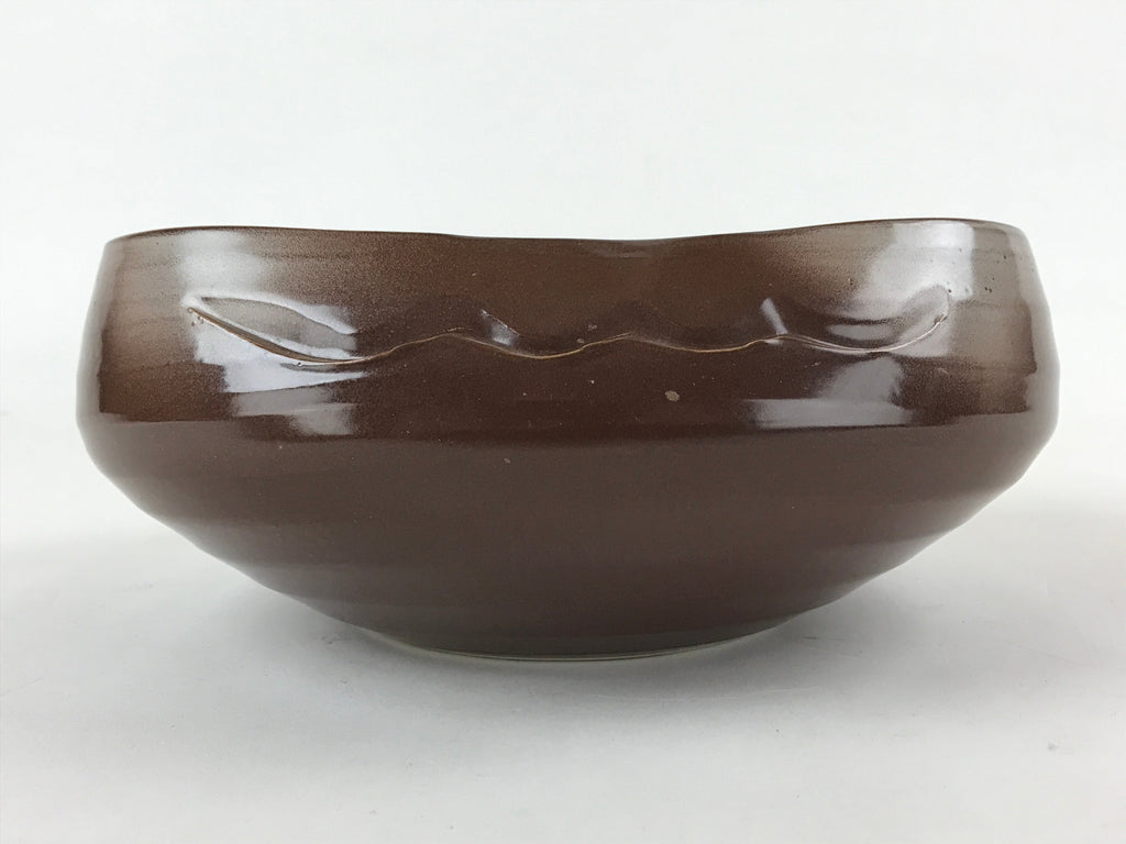 Japanese Ceramic Suiban Flower Vase Vtg Pottery Ikebana Arrangement Brown PY551