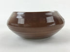 Japanese Ceramic Suiban Flower Vase Vtg Pottery Ikebana Arrangement Brown PY551