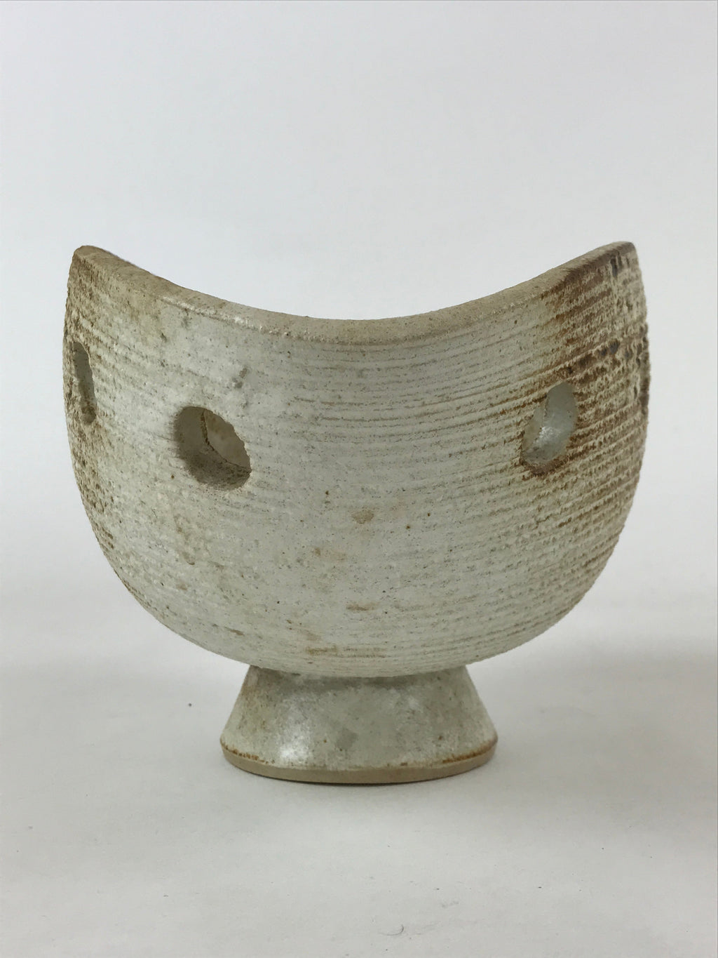Japanese Ceramic Suiban Flower Vase Vtg Pottery Ikebana Arrangement Brown PY564