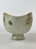 Japanese Ceramic Suiban Flower Vase Vtg Pottery Ikebana Arrangement Brown PY564