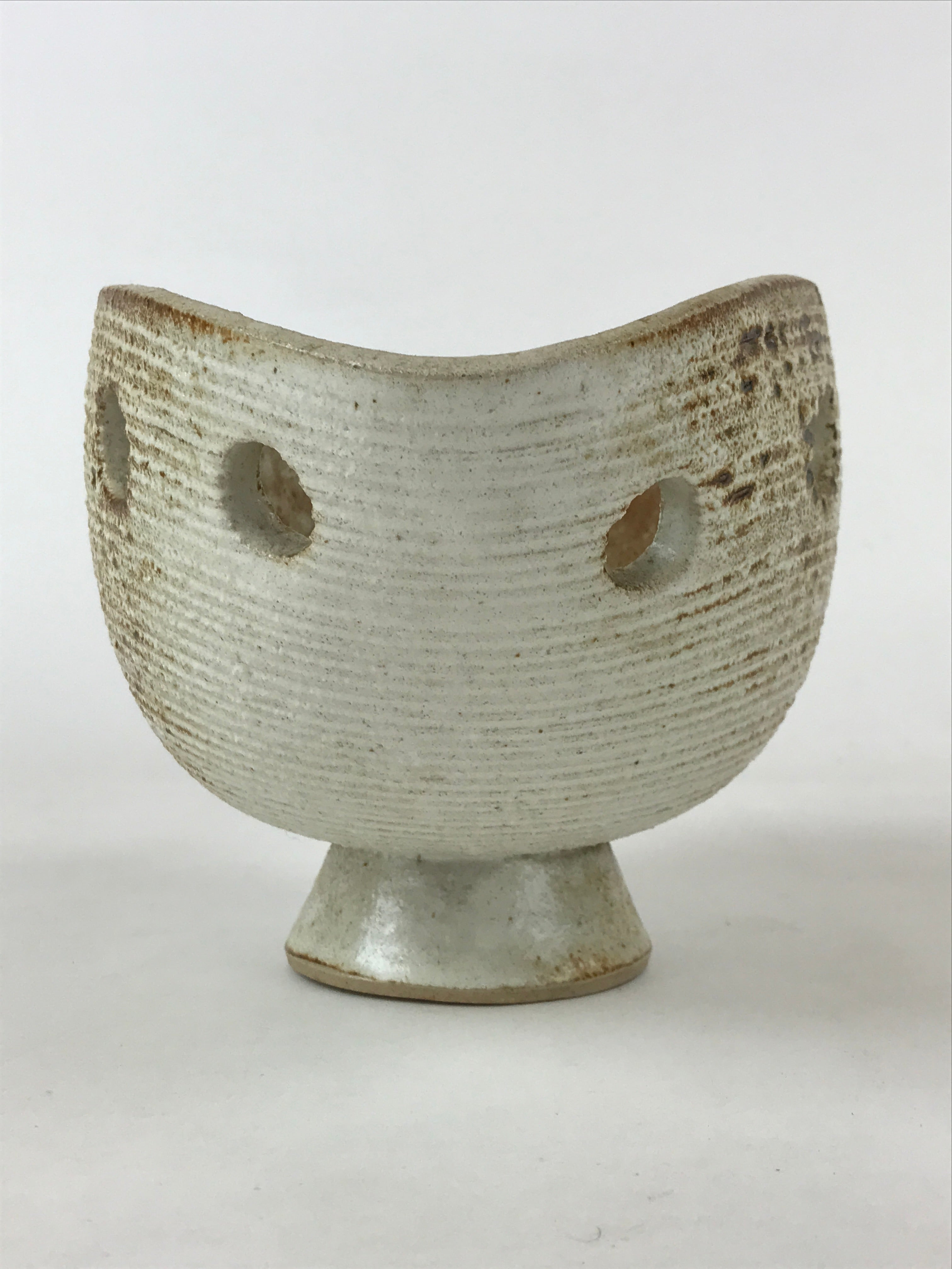 Japanese Ceramic Suiban Flower Vase Vtg Pottery Ikebana Arrangement Brown PY564
