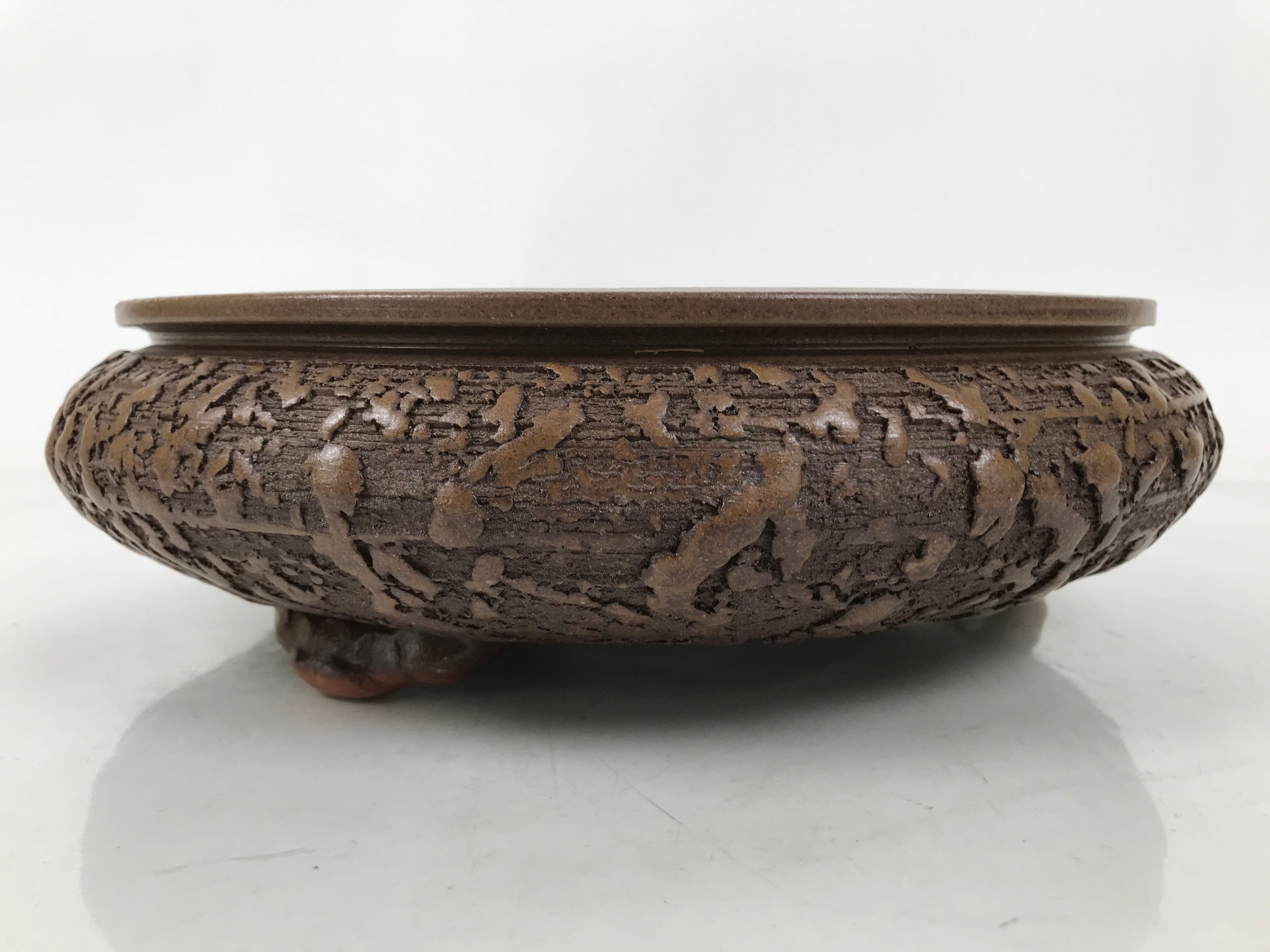 Japanese Ceramic Suiban Flower Vase Vtg Pottery Ikebana Arrangement Brown Y333