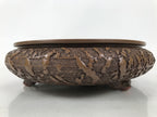 Japanese Ceramic Suiban Flower Vase Vtg Pottery Ikebana Arrangement Brown Y333