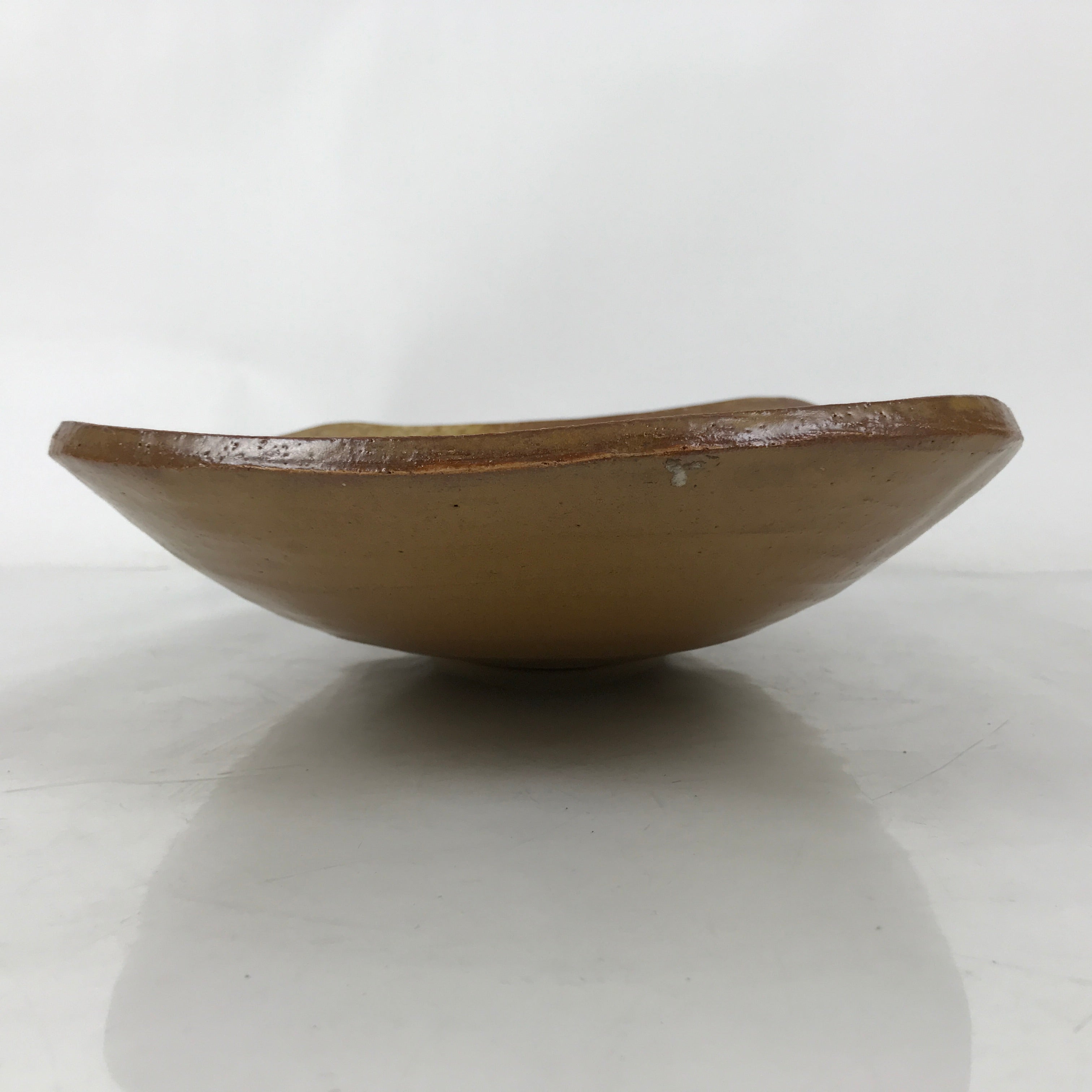 Japanese Ceramic Suiban Flower Vase Vtg Pottery Ikebana Arrangement Brown Y334