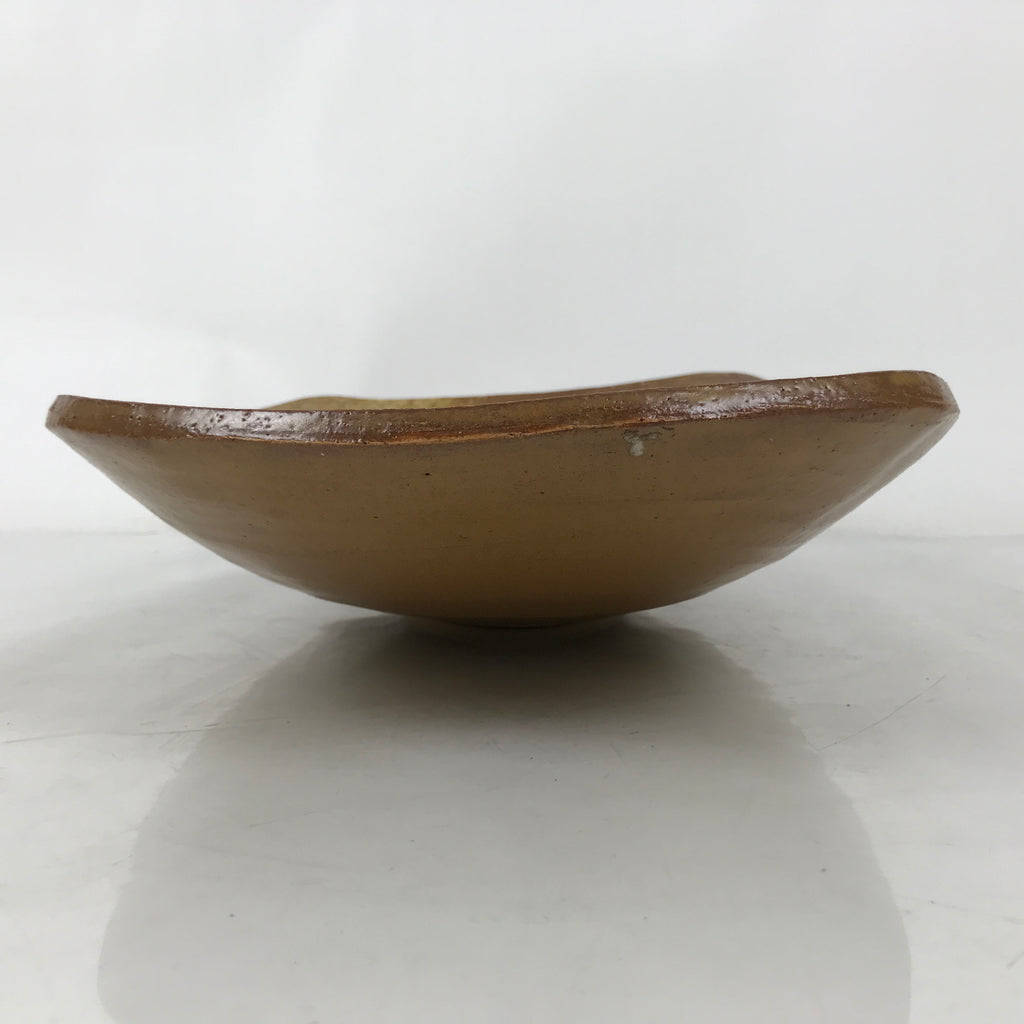 Japanese Ceramic Suiban Flower Vase Vtg Pottery Ikebana Arrangement Brown Y334