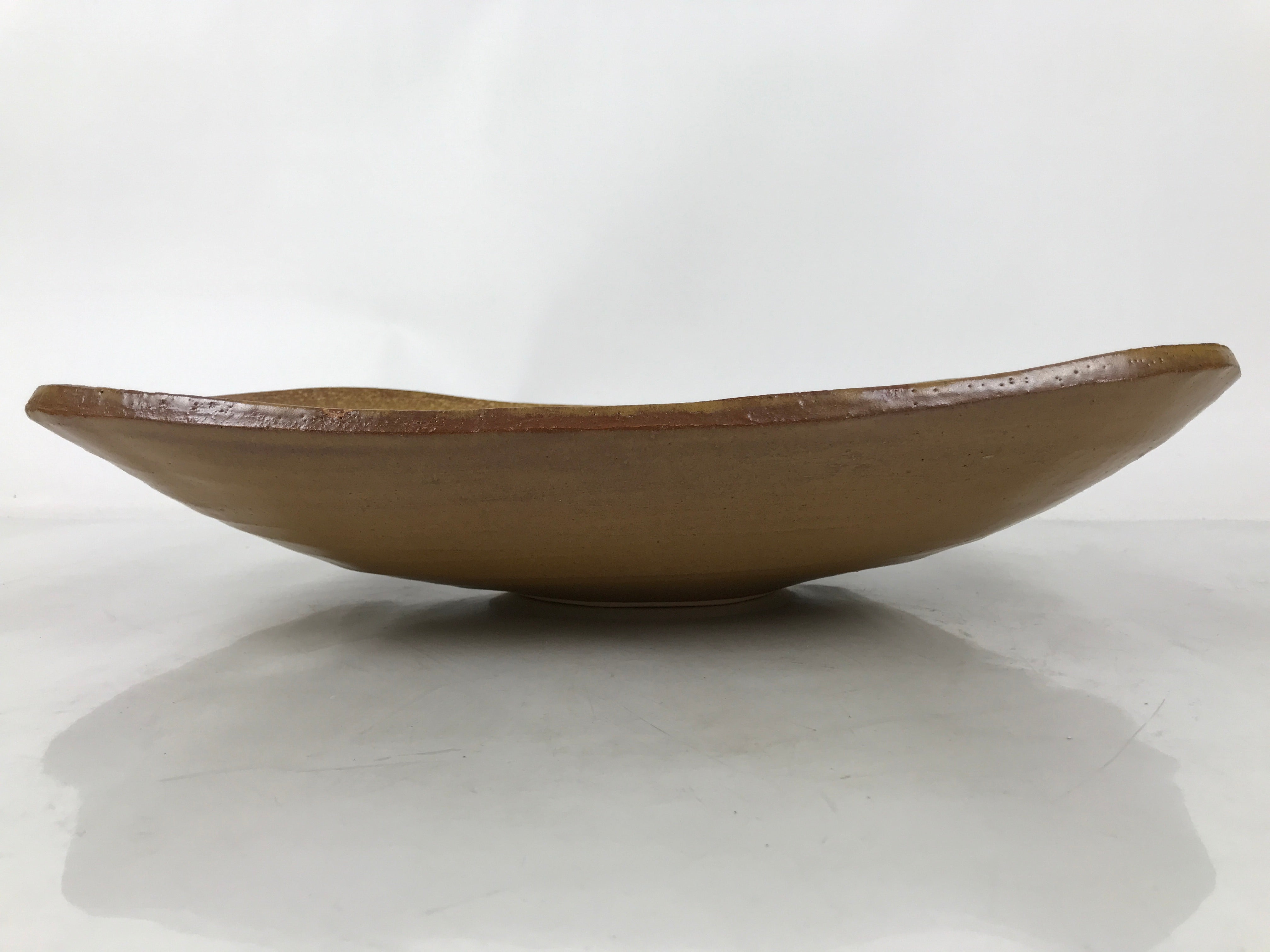 Japanese Ceramic Suiban Flower Vase Vtg Pottery Ikebana Arrangement Brown Y334