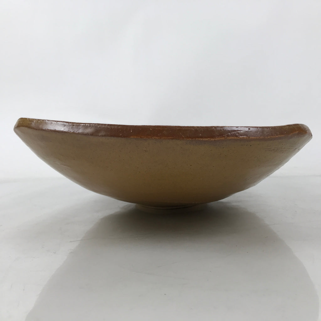 Japanese Ceramic Suiban Flower Vase Vtg Pottery Ikebana Arrangement Brown Y334
