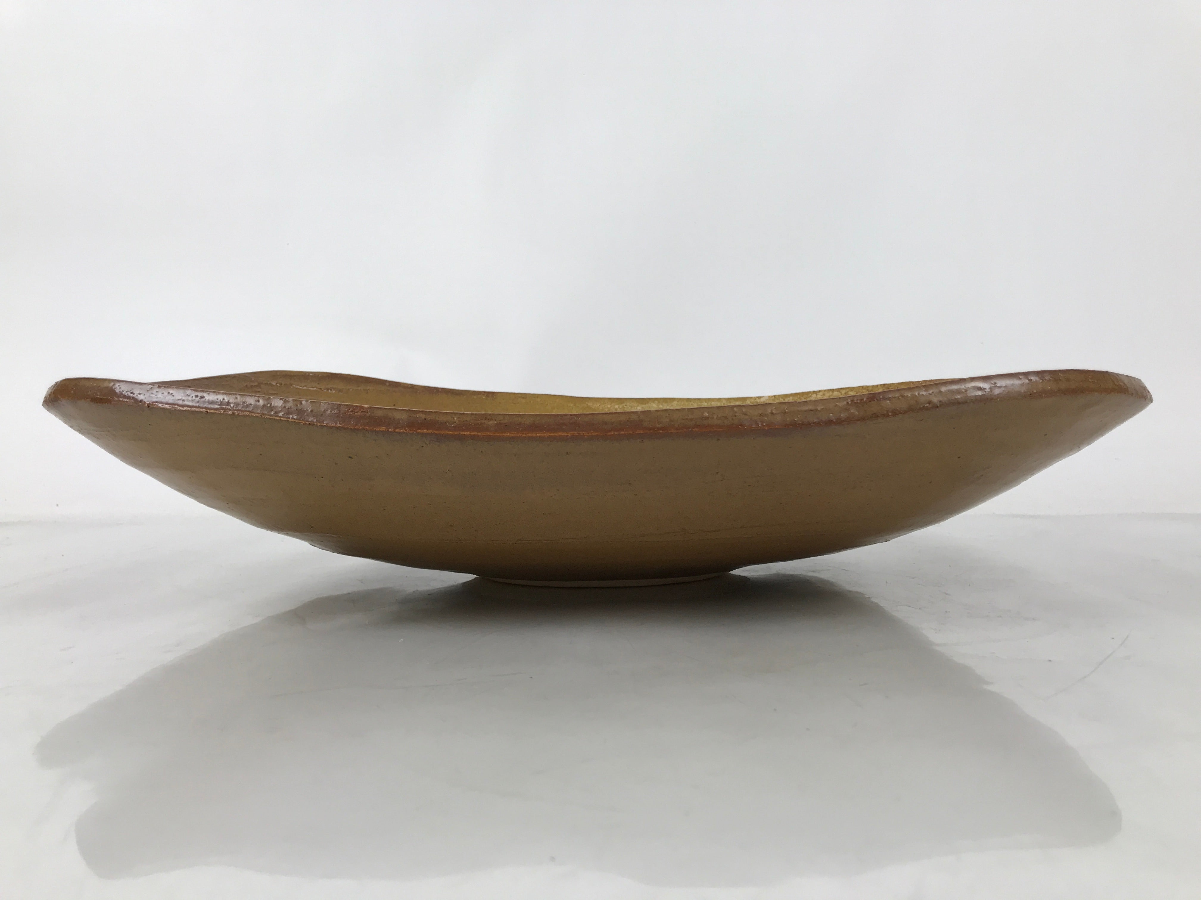 Japanese Ceramic Suiban Flower Vase Vtg Pottery Ikebana Arrangement Brown Y334