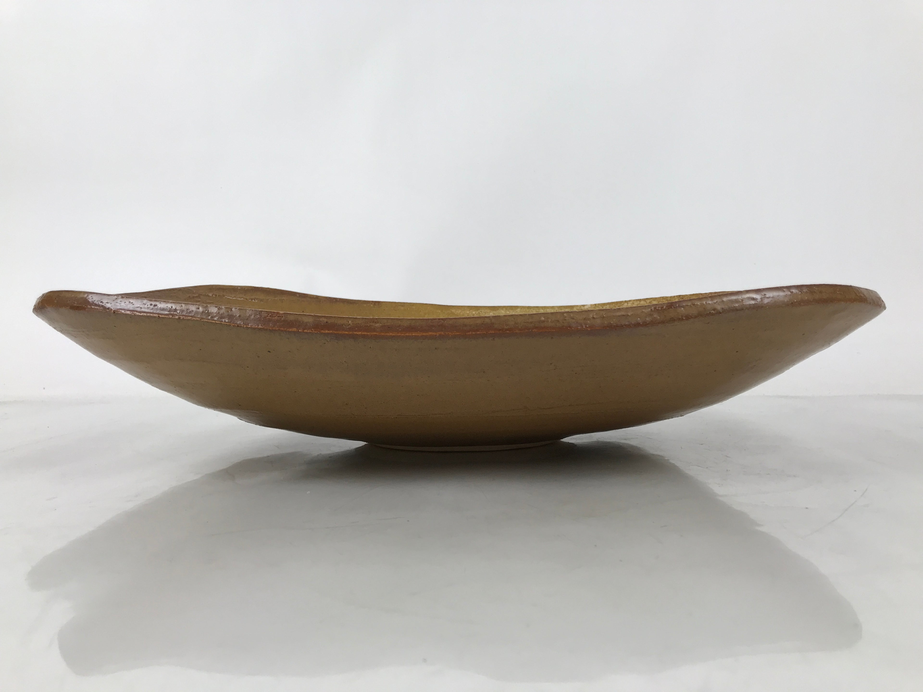 Japanese Ceramic Suiban Flower Vase Vtg Pottery Ikebana Arrangement Brown Y334