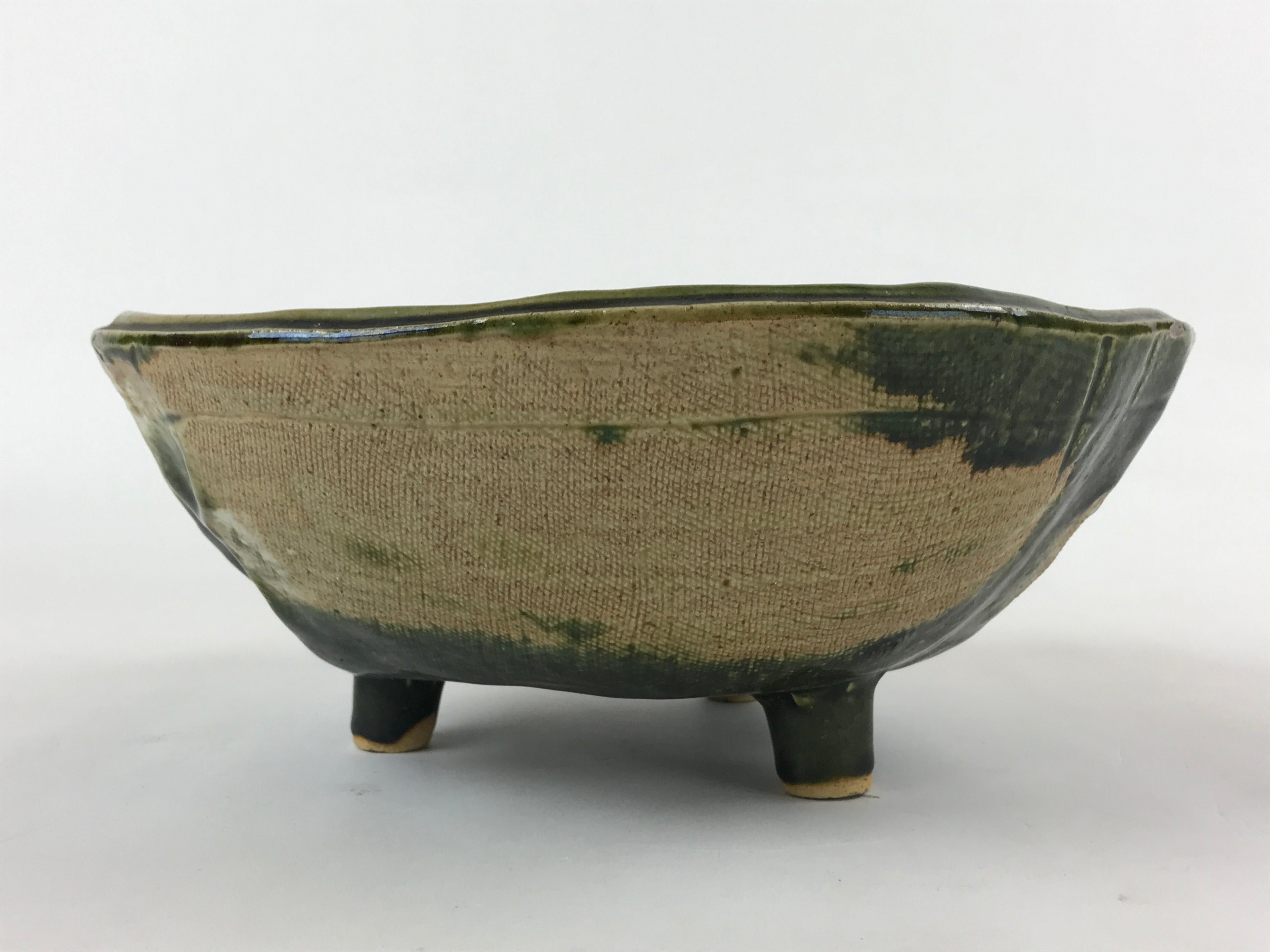 Japanese Ceramic Suiban Flower Vase Vtg Pottery Ikebana Arrangement Green PY552